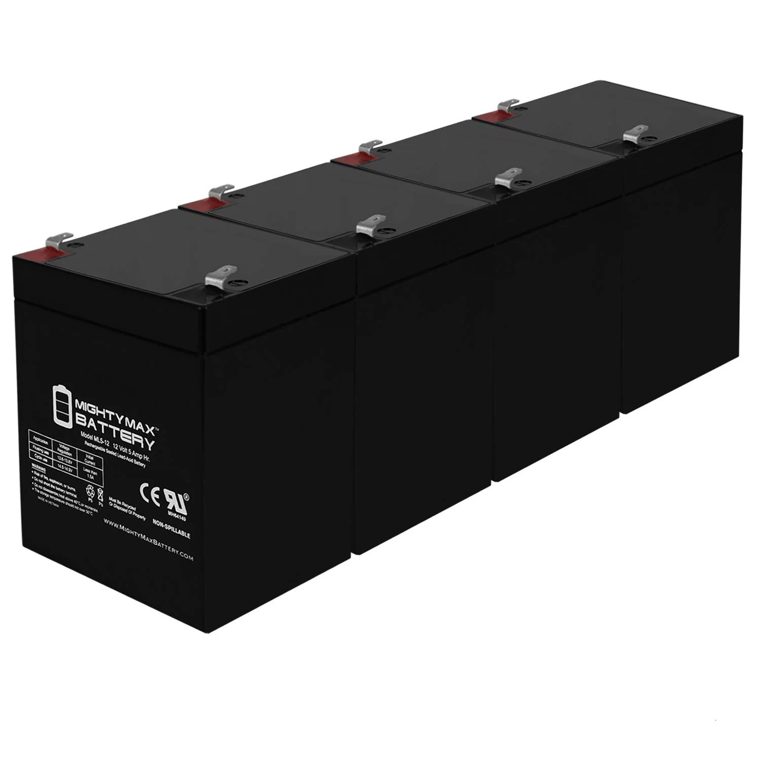 12V 5AH SLA Battery for Pach QC1 Quantum Telephone Entry - 4 Pack