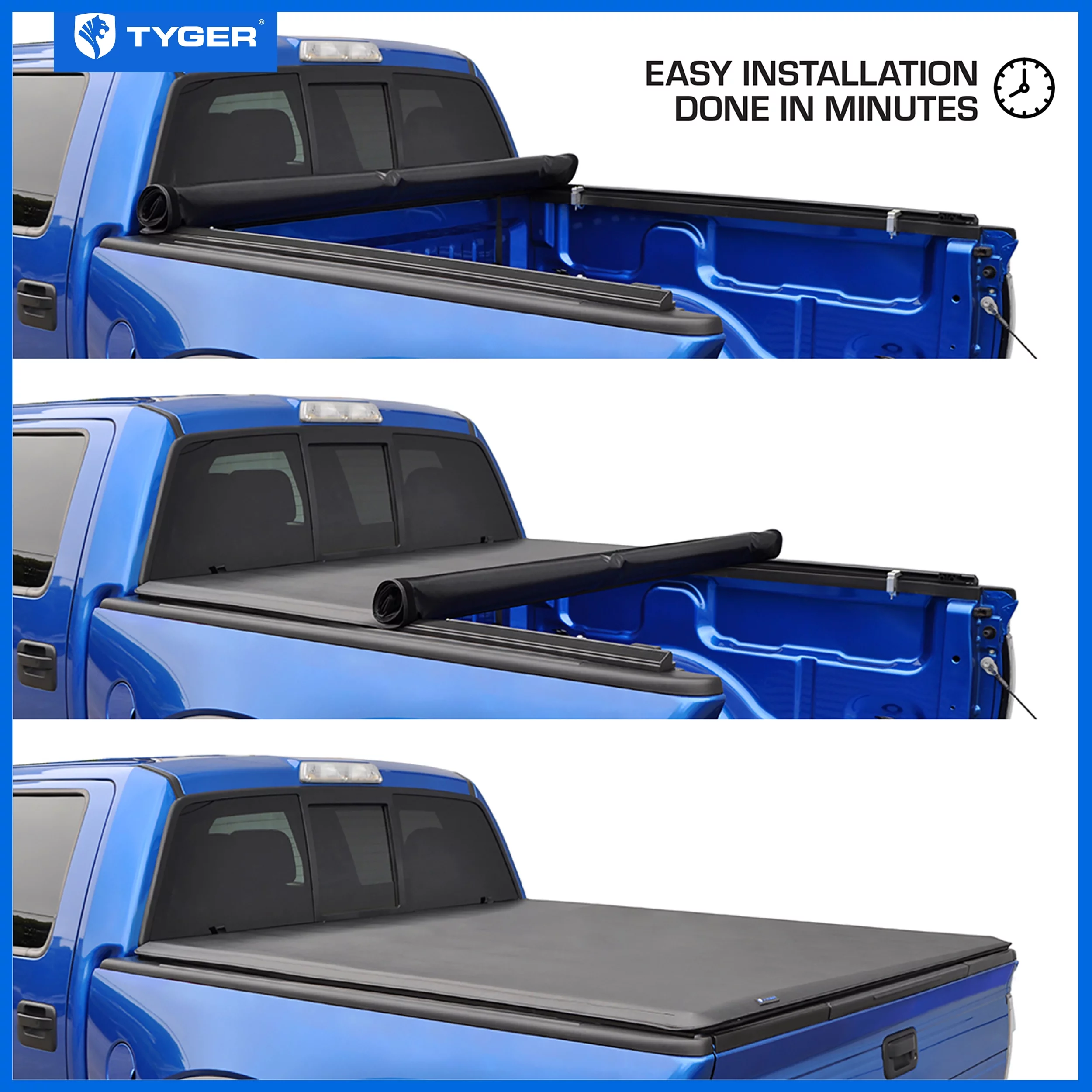 Tyger Auto T1 Soft Roll-up Truck Bed Tonneau Cover Compatible with 2007-2013 Toyota Tundra | 6.5' Bed | TG-BC1T9039 | Vinyl