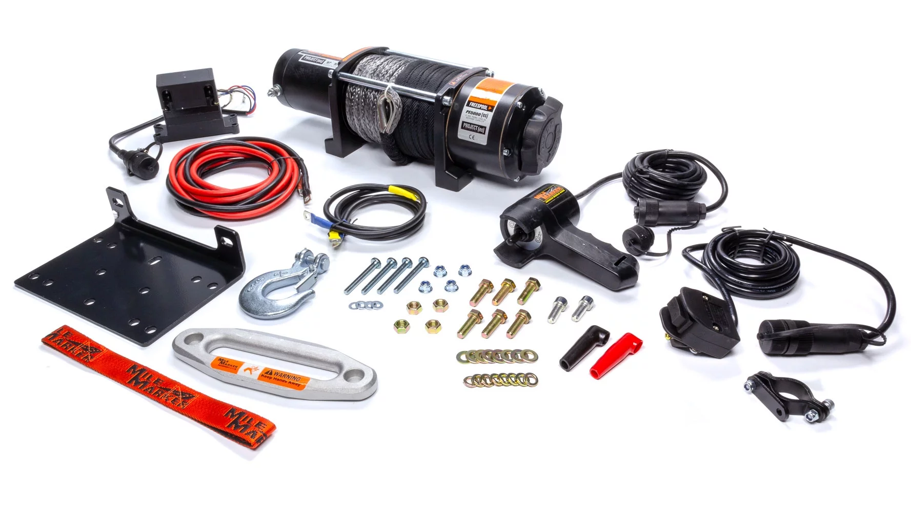 Mile Marker 77-53120W PE5000 ES Waterproof Winch; 5000 lbs. Rated Line Pull; 12V Winch; 3.8 HP; Permanent Magnet Motor; w/1/4 in. x 50 ft. Synthetic Rope;