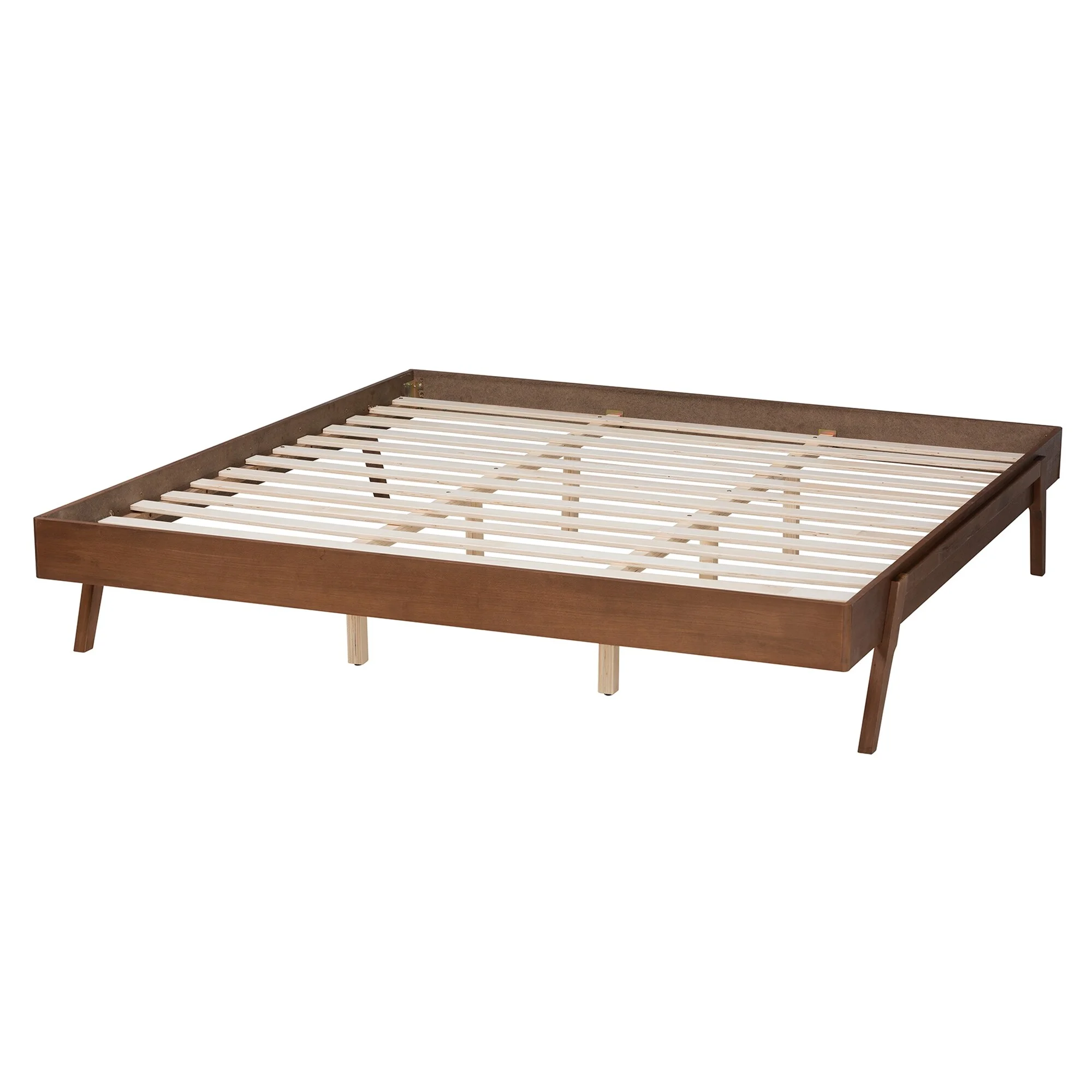 Baxton Studio Sarita Mid-Century Modern Ash Walnut Finished Wood Bed Frame Queen
