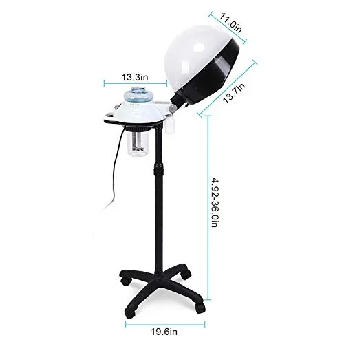 Hooded Hair Dryer, Hair Steamer Professional Stand Up Dryers for Hair Home Use Processor Equipment Salon Floor Hair Bonnet Dryer Stand Steamer for Hair Treatment Equipment White