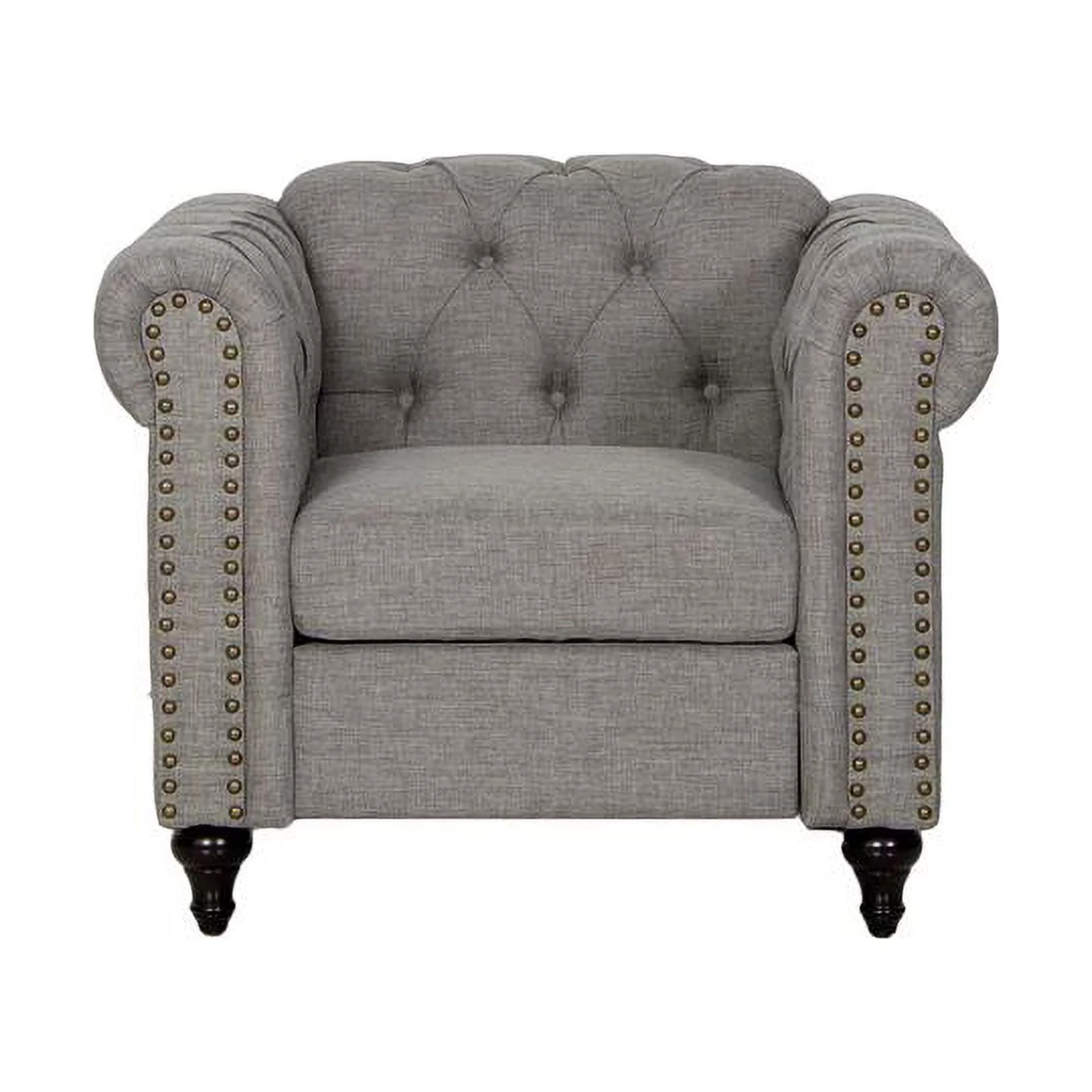 2 Piece Living Room Tufted Sofa Set with Loveseat and Armchair in Gray