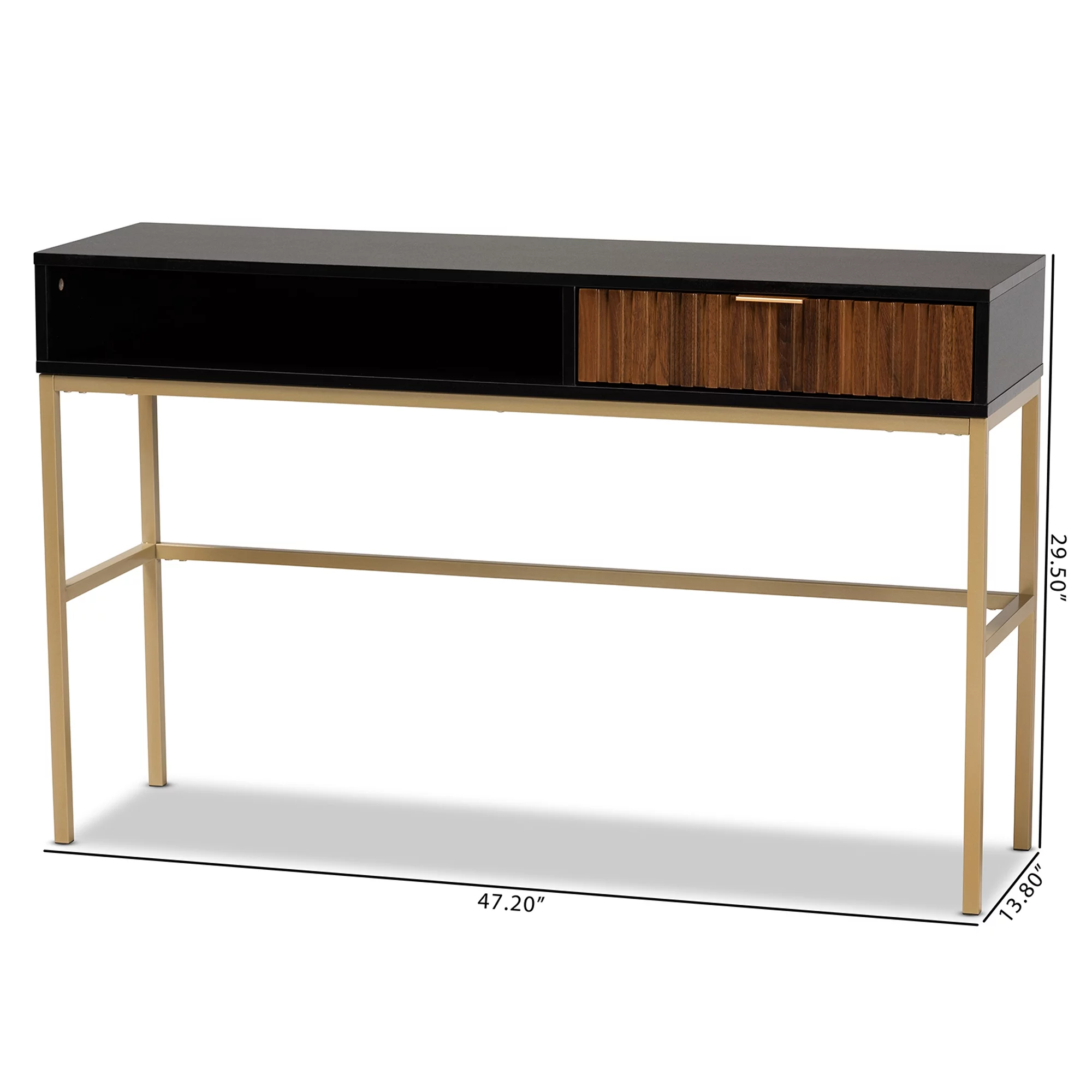 Baxton Studio Uriel Modern Wood and Metal 1 Drawer Console Table, Black