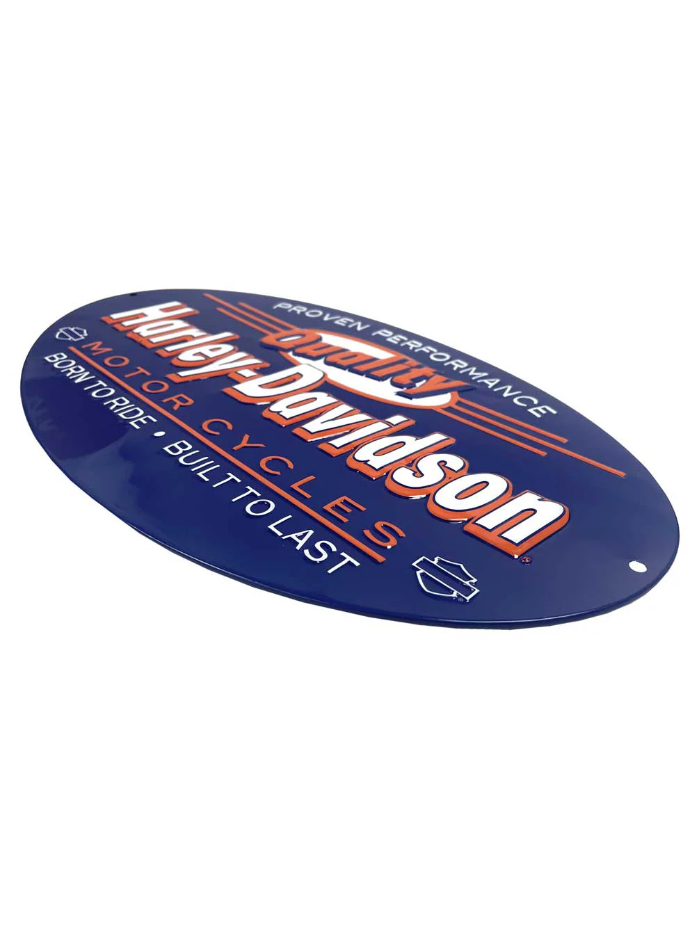Harley-Davidson Quality Embossed Oval Tin Sign, 18 x 10.5 inches - Blue, Harley Davidson