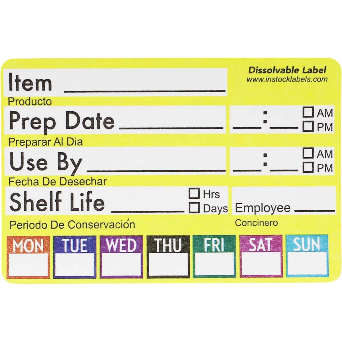 Yellow Dissolvable Universal Food Rotation Labels | 2 x 3