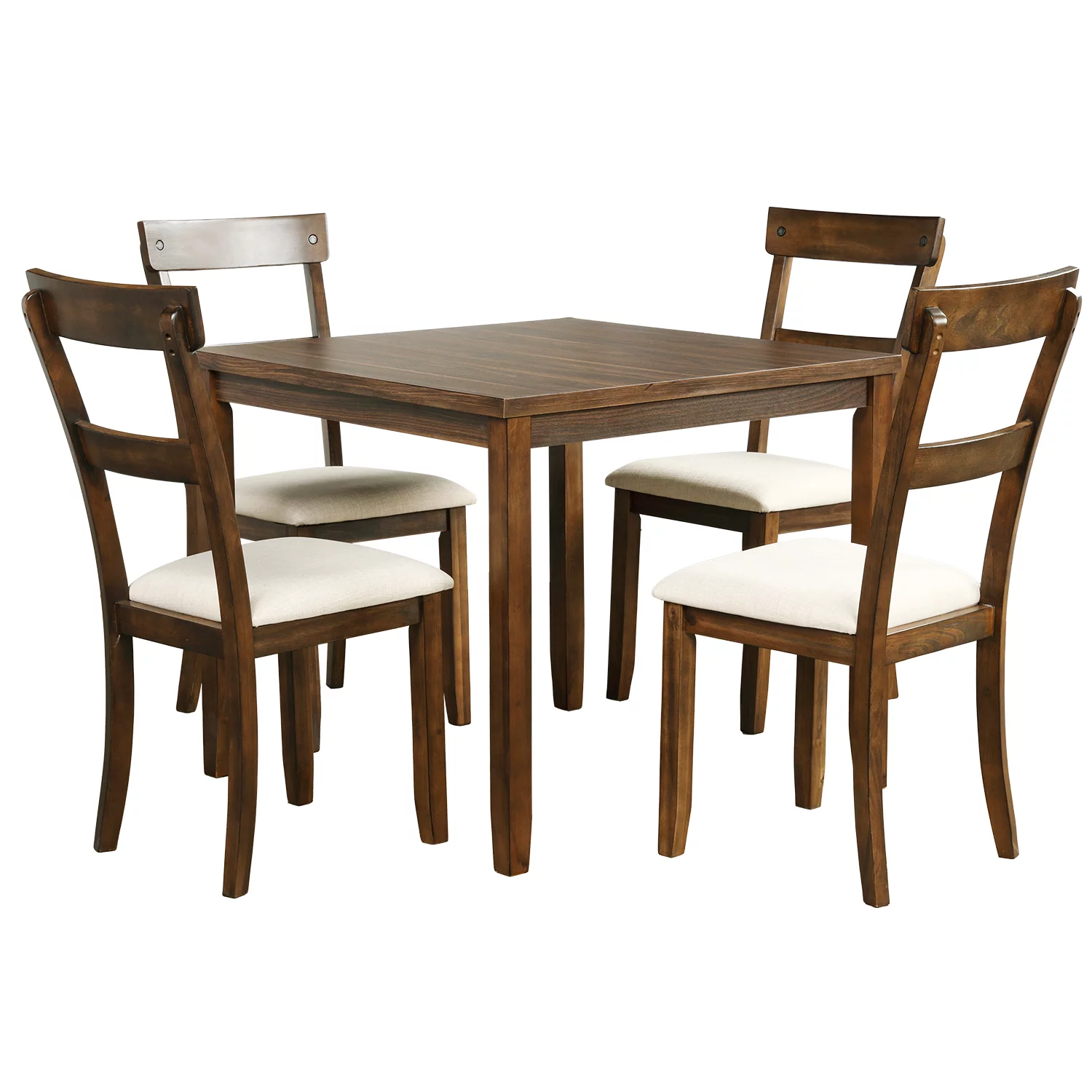 Euroco Wood 5 Piece Dining Table Set with Cushions, Brown