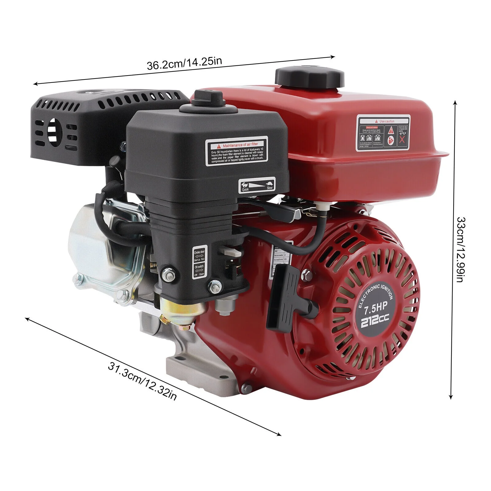 Pull Start Gas Engine 7.5 HP Motor 4 Stroke Gas Powered Engine Portable Air Cooling Engine
