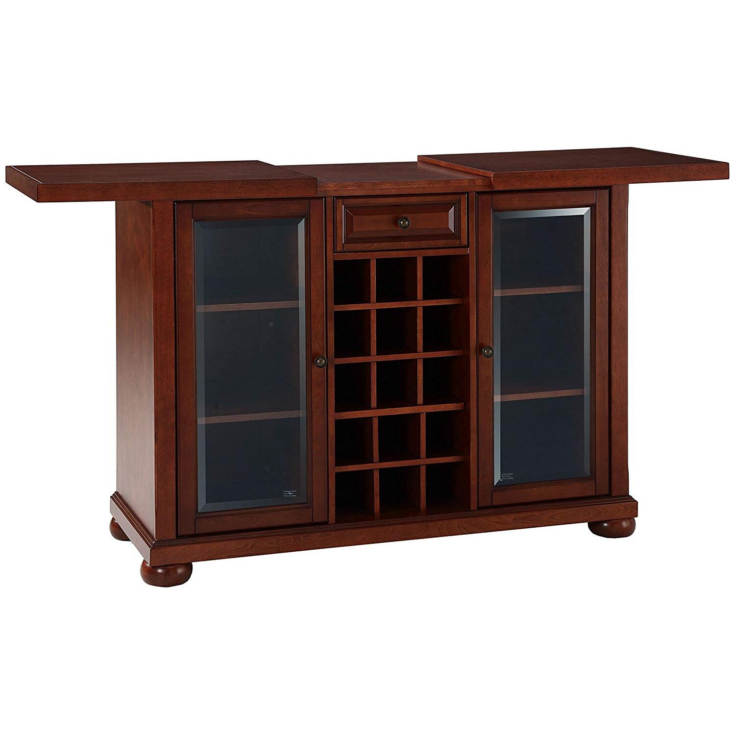 HomeStock Artistic Accomplishment Sliding Top Bar Cabinet Mahogany