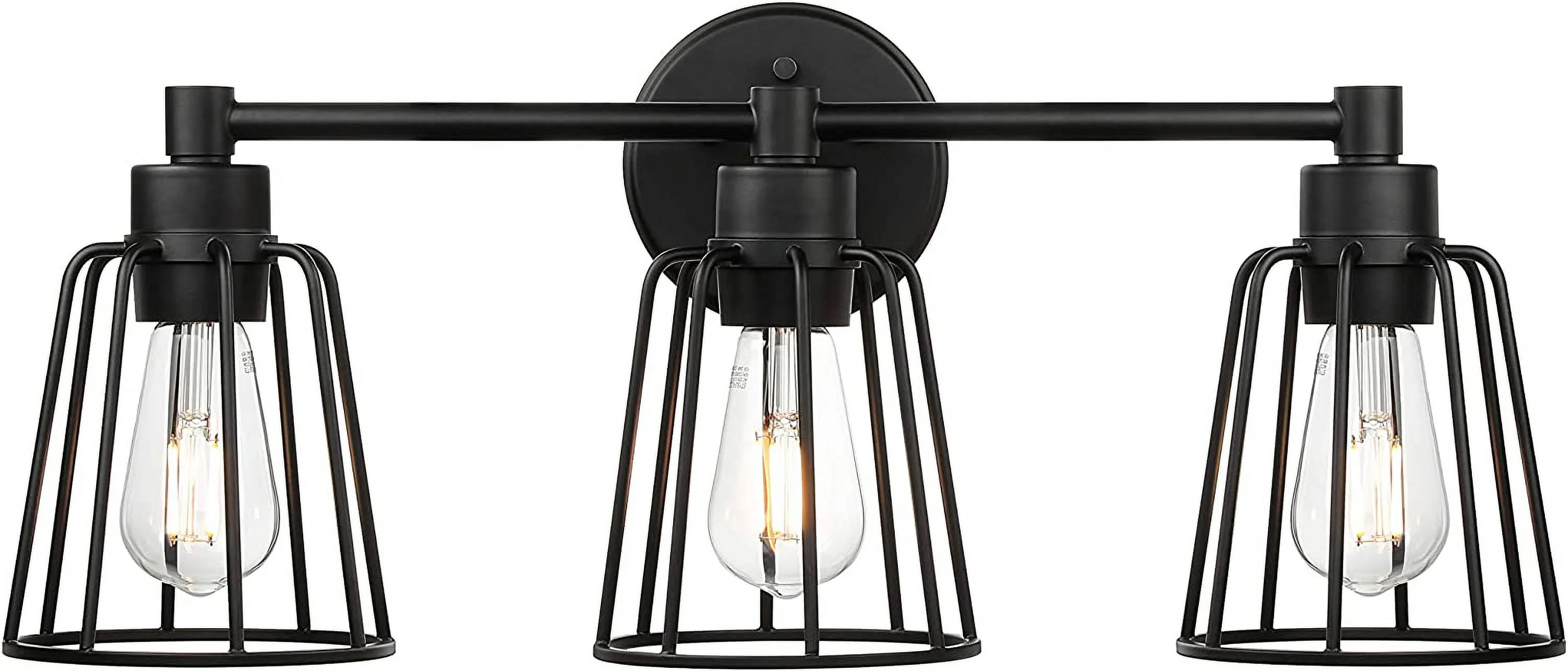 CXIAN Bathroom Vanity Light, 3 Light Farmhouse Cage Wall Light, Industrial Black Wall Sconce Lighting XB-W1287-3-MB