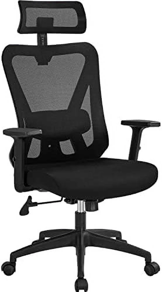 TJUNBOLIFE Office Chair Ergonomic Computer Desk Chair with Adjustable Lumbar Support Armrest and Headrest  Swivel Working Study Chair for Home Office  Light Grey