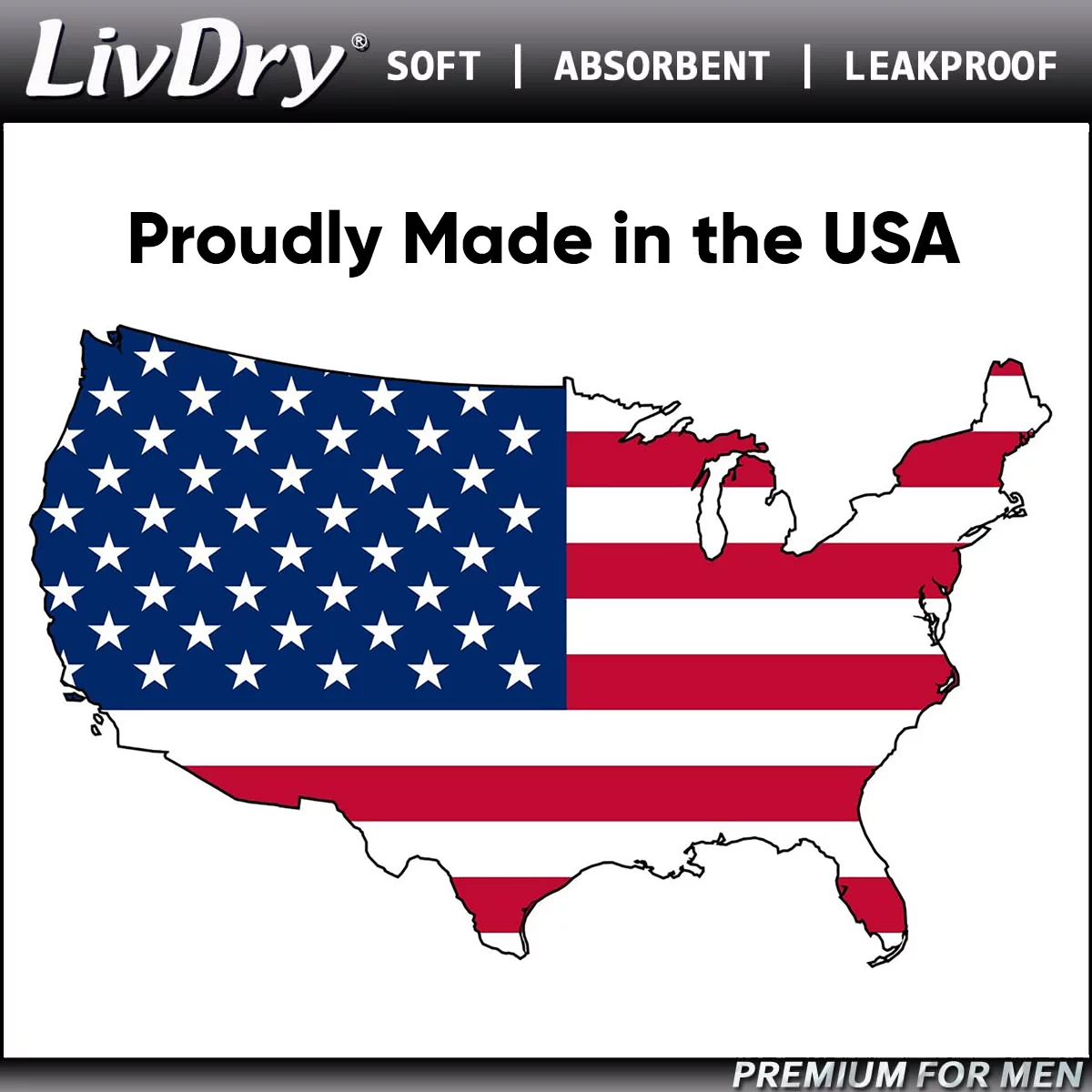 LivDry BLACK Mens Adult Incontinence Underwear, Supreme Comfort Absorbency (Large, 14-Pack)