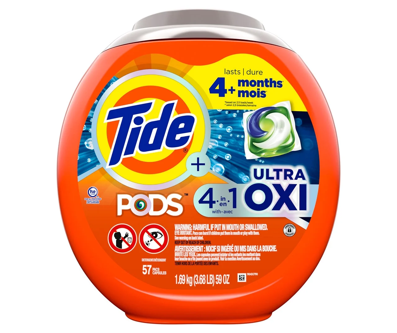 Tide PODS 4in1 Ultra Oxi Liquid Laundry Detergent Pacs, 57-Count