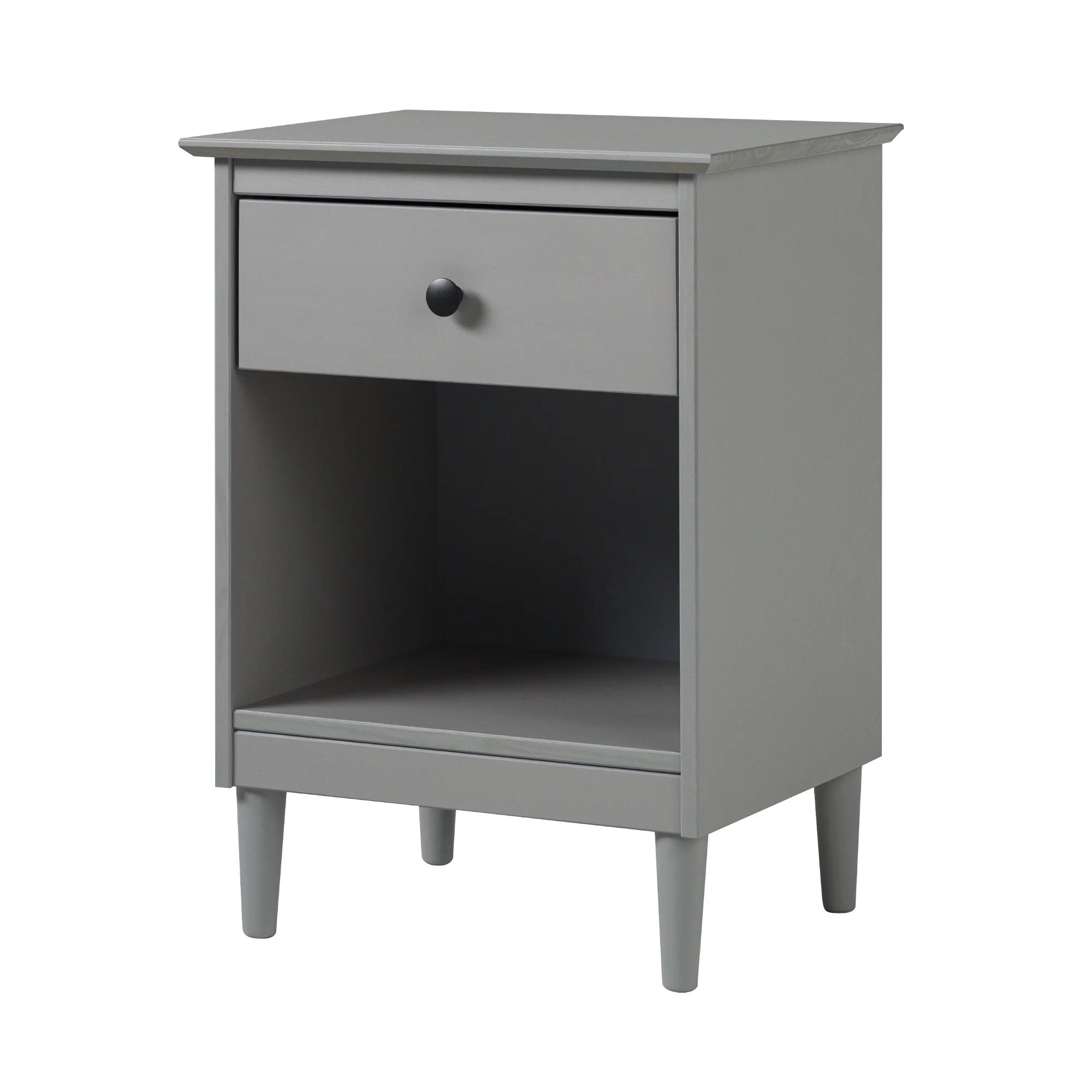 Walker Edison 25” Transitional 1-Drawer Solid Wood Nightstand, Grey