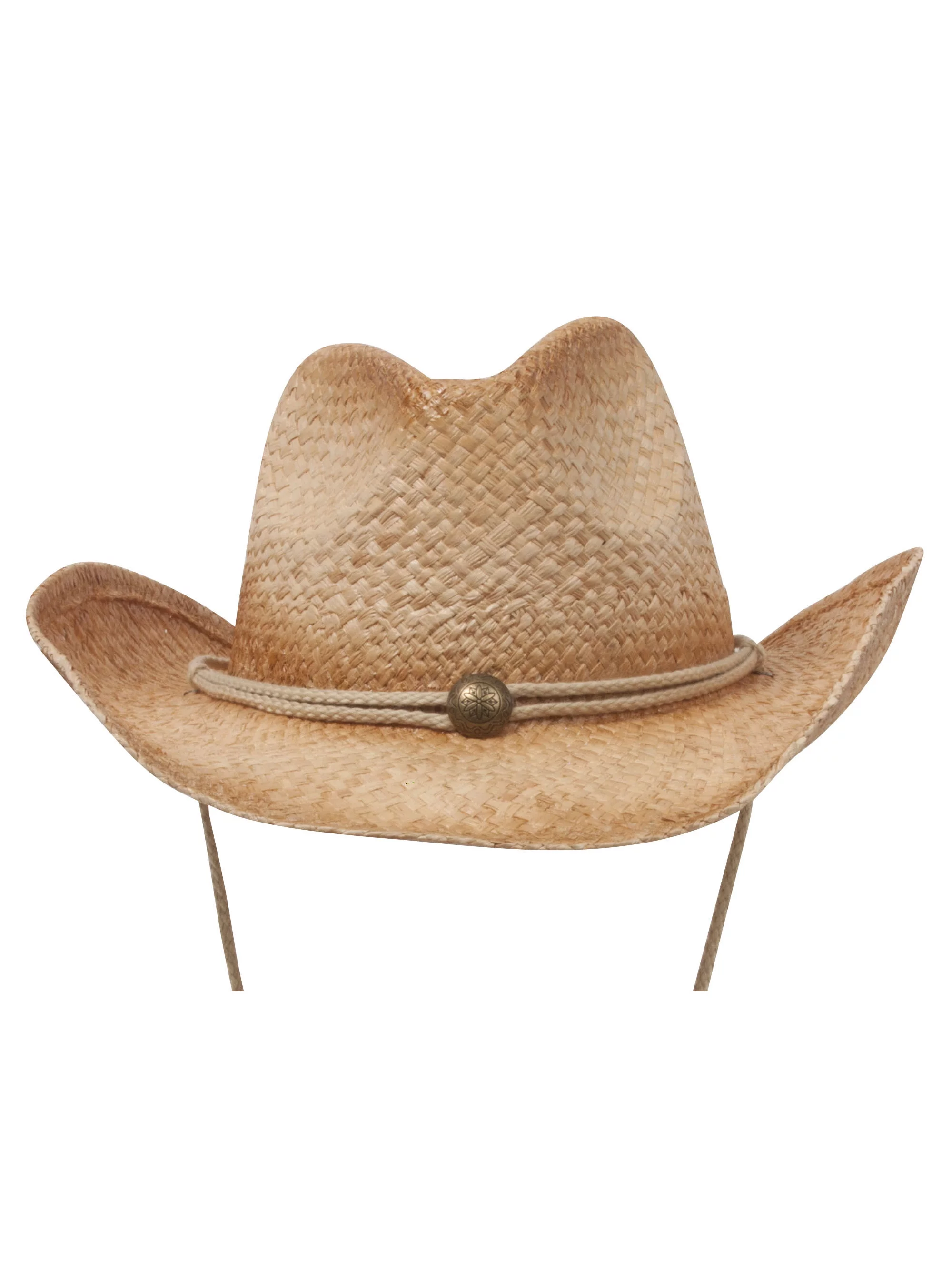Outback Cowboy Tea Stained Raffia Straw Hat-Natural Off Tea Stains Plain