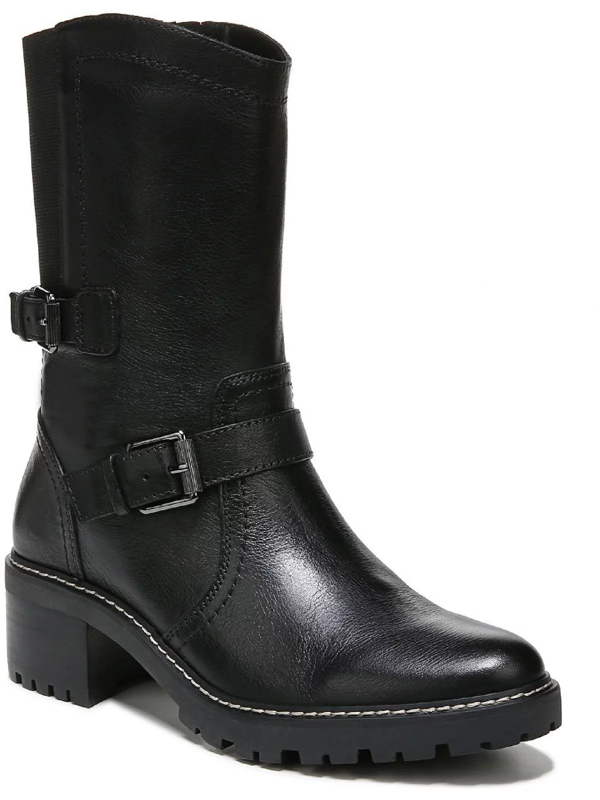 Naturalizer Womens Talon Leather Motorcycle Mid-Calf Boots