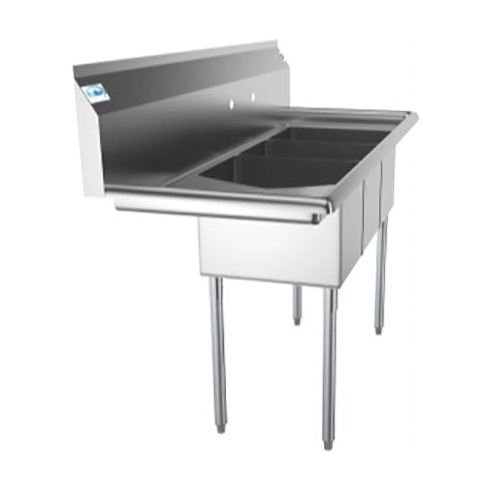 Koolmore 12x16x10 Large 3-Compartment Stainless Steel Kitchen Sink in Silver