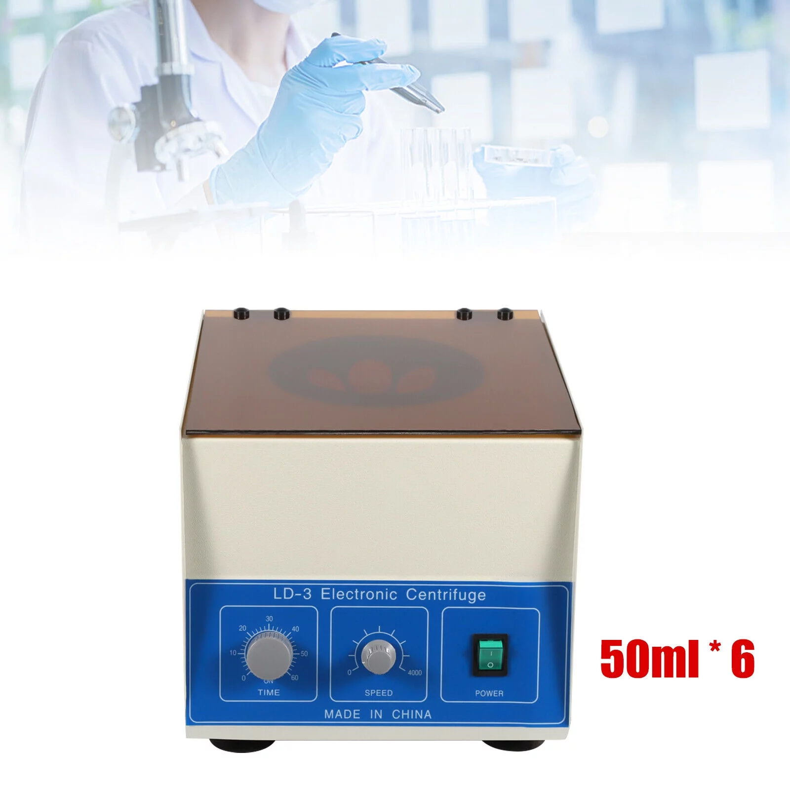 Electric Centrifuge Machine Desktop Lab Benchtop Centrifuges 4000rpm 50ml6