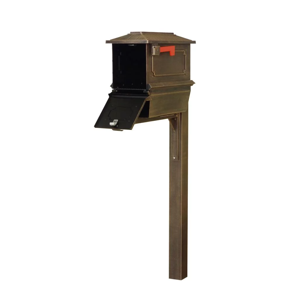 Special Lite Products SCK2017-SPK720-CP Kingtson Curbside Mailbox with Newspaper Tube & Springfield Mailbox Post