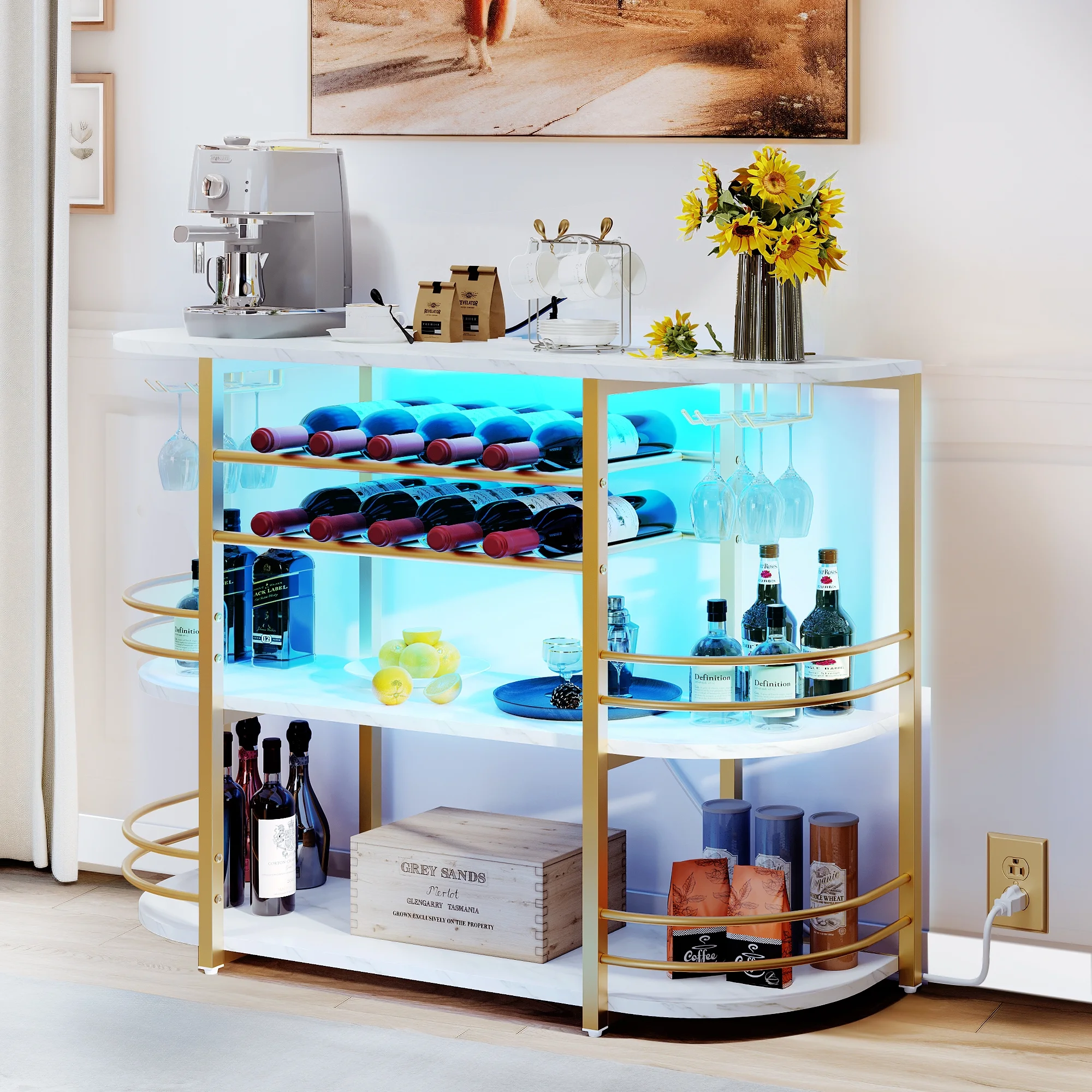 DWVO 3 Tier Home Bar Unit with Charging Station, 47