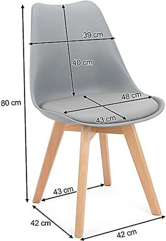 TJUNBOLIFE Scandinavia Set of 4 Dining Chair with Solid Beech Legs Accent Modern Chairs Padded Design (White)