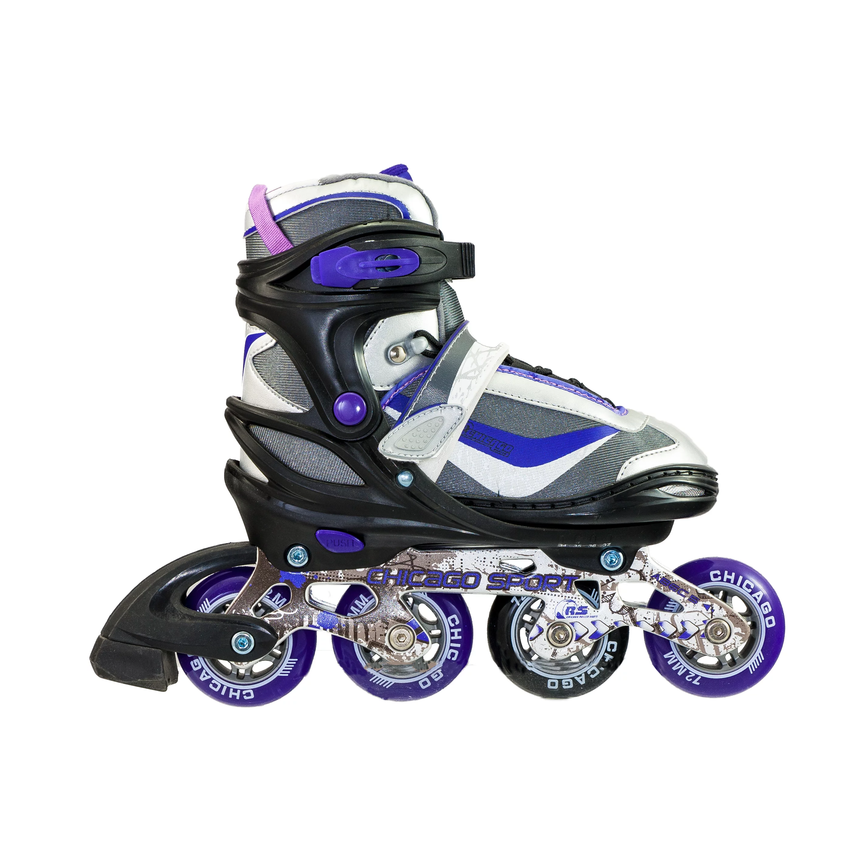 Chicago Kids' Adjustable Inline Skates Purple/Black/Gray JR Skates, Size 1-4
