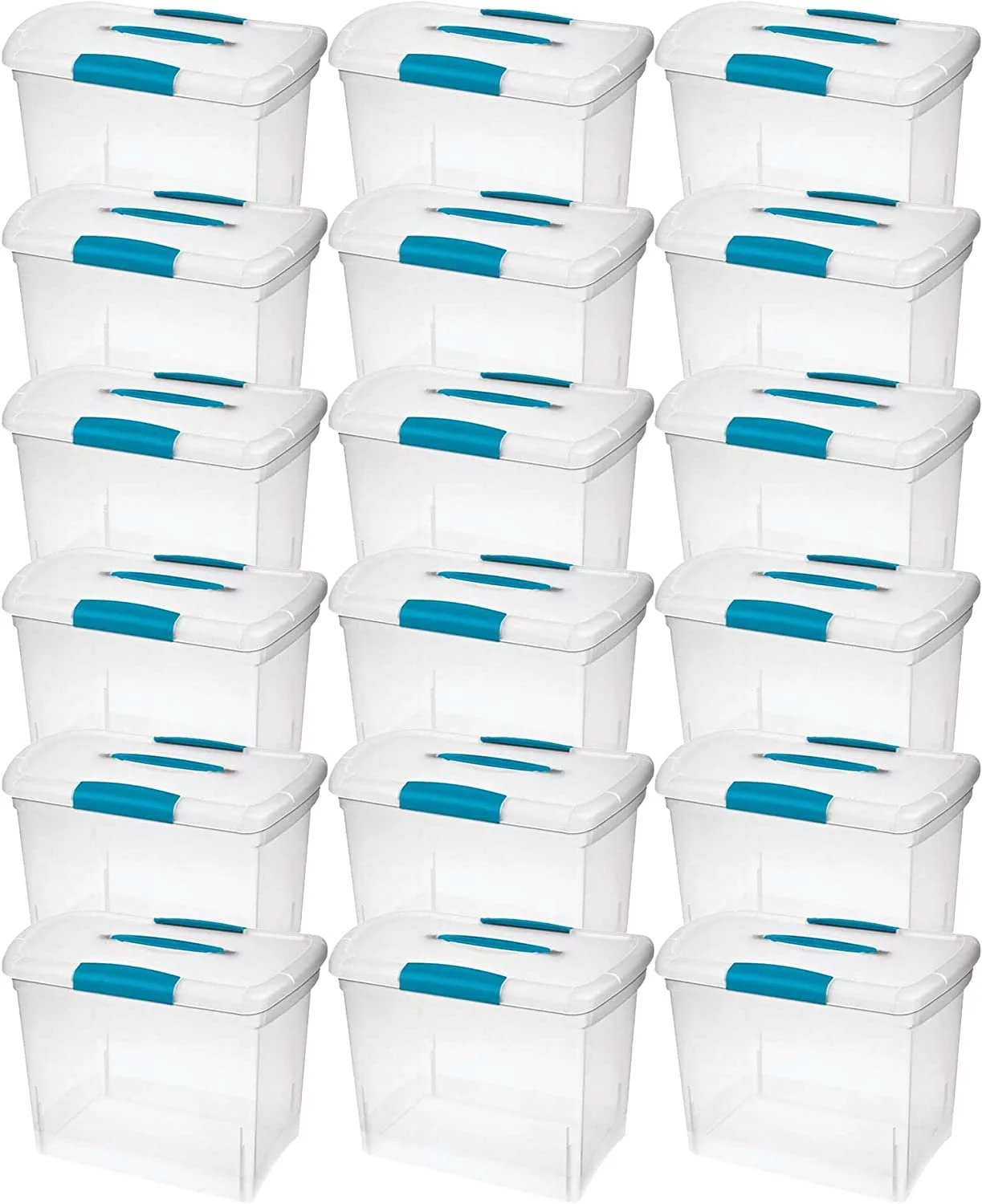 Sterilite Large Nesting ShowOffs Portable Clear Letter Size File Box with Latches for Documents, Pictures, or Schoolwork, 18 Pack