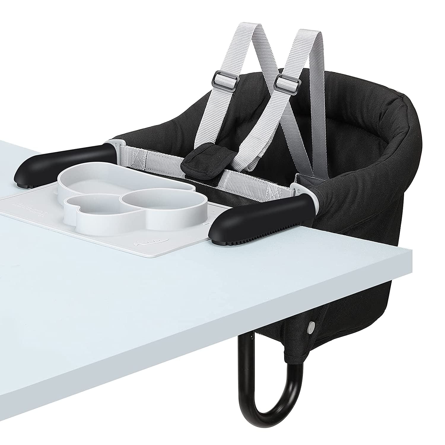 Hook On High Chair, Portable Baby Clip on Table High Chair, Space Saver High Chair Black