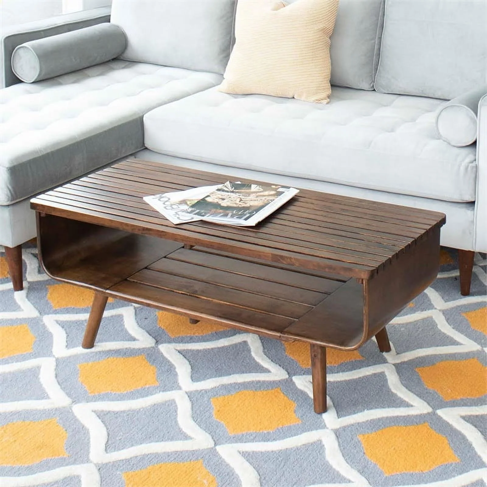 Allora Mid Century Teak Coffee Table in Brown