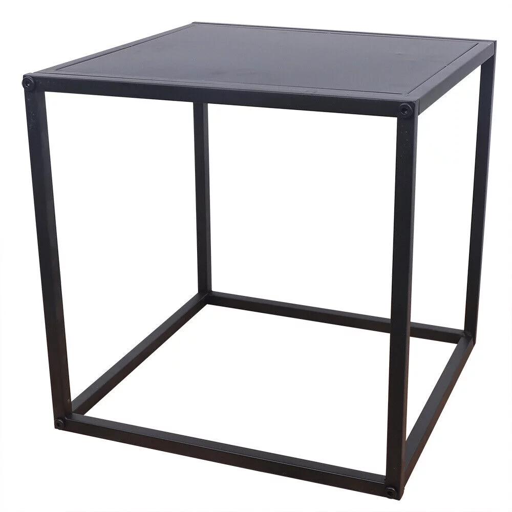 2PC Modern Metal Square Tray Coffee Table End Table Side Table Matte Black Plate