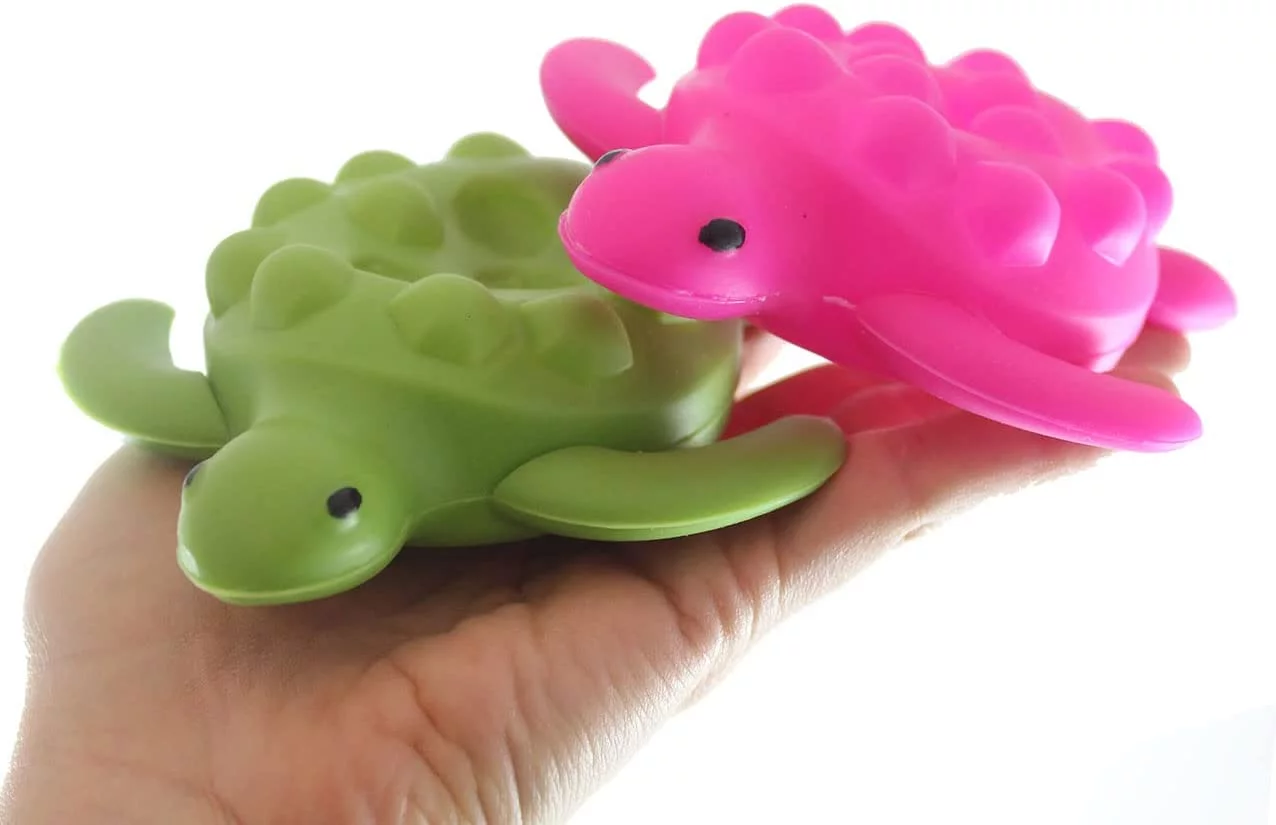 Set of 2 Sea Turtle Bubble Pop Ball - Cute Animal Poppers Squeeze - Silicone Push Poke Bubble Wrap Fidget Toy Bubble Popper Sensory Stress Toy OT (Random Colors)