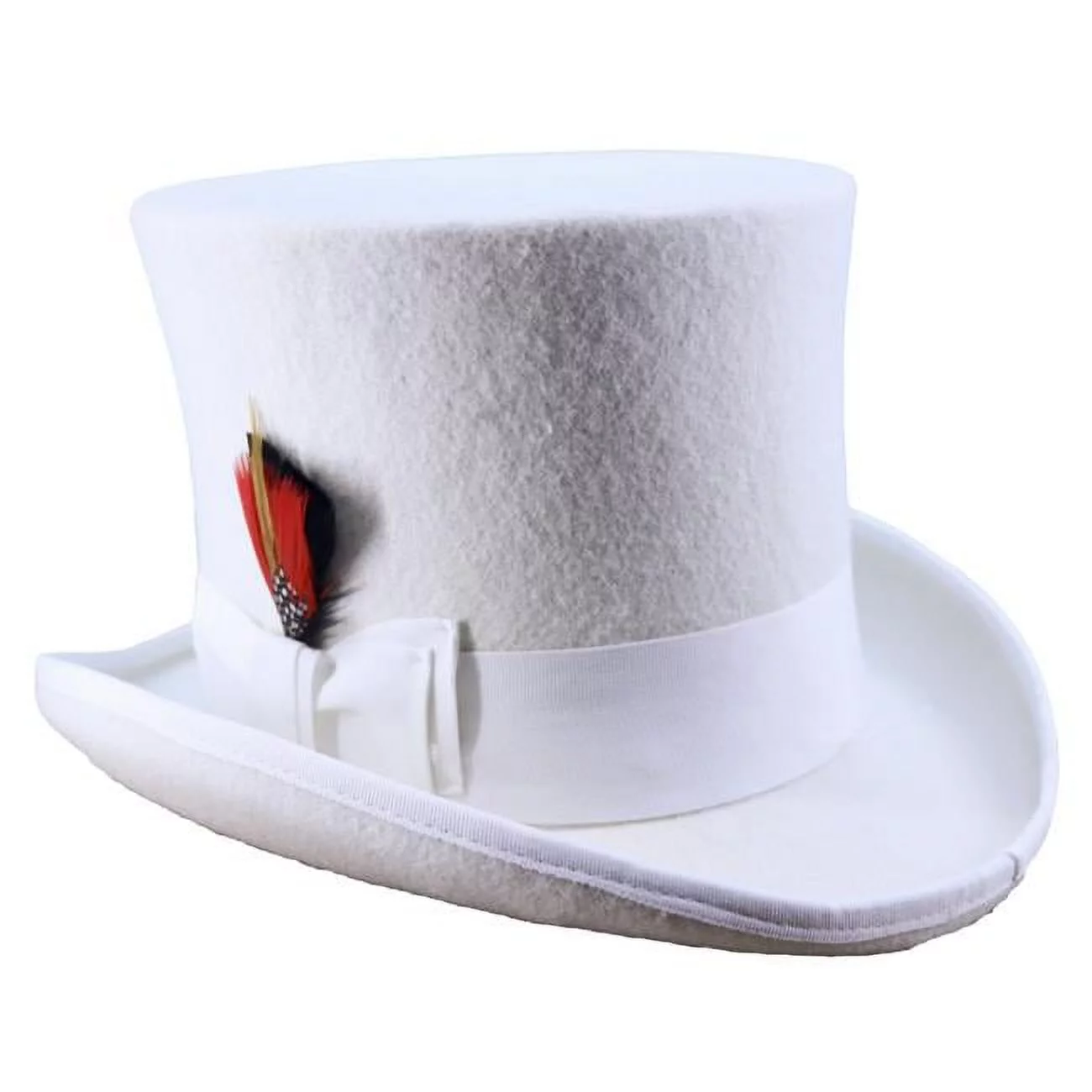 Western Fashion 69513-WH-M 6 in. x 57 cm 100 Percent Wool Felt Steampunk Top Hat, White - Medium