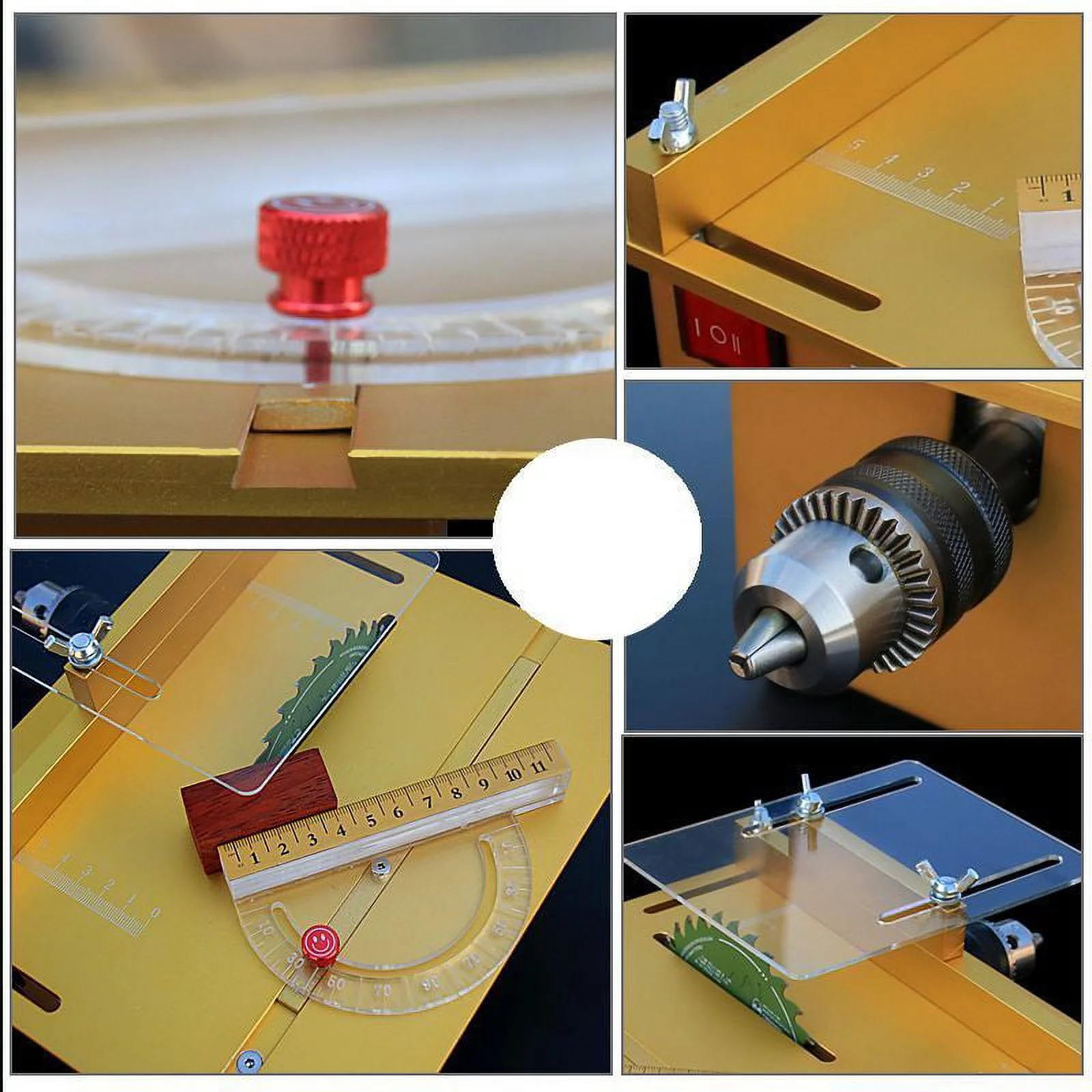 Multifunction Mini Table Saw Handmade Woodworking Bench Lathe Electric Polisher Grinder Cutting Machine with Sliding Ruler - Complete Configration