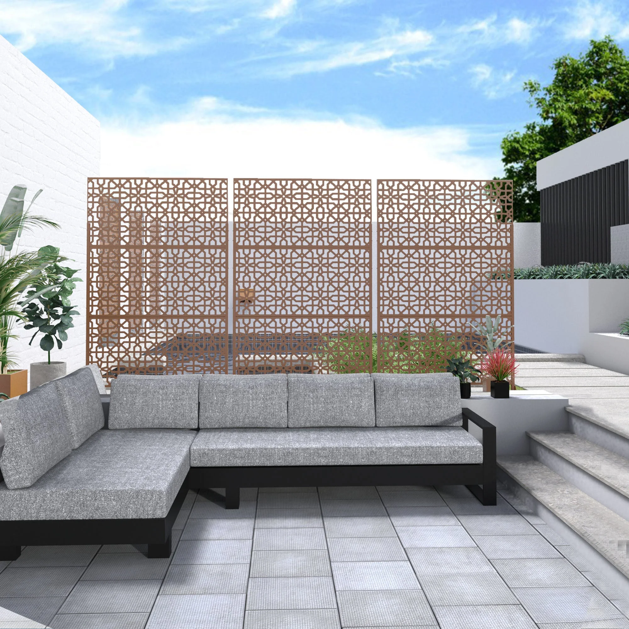 6.5 ft. H x 4 ft. W Laser Cut Metal Privacy Screen