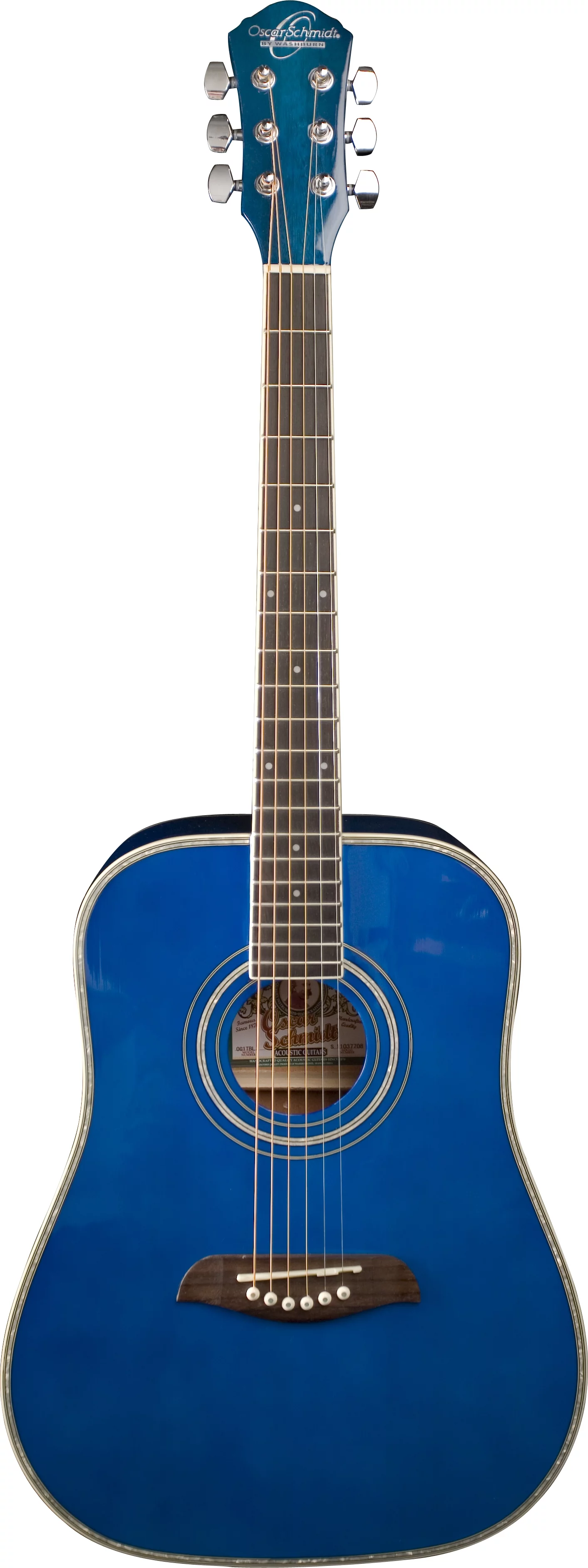 Oscar Schmidt OG1TBL 3/4 Size Dreadnought Acoustic Guitar (High Gloss Blue)
