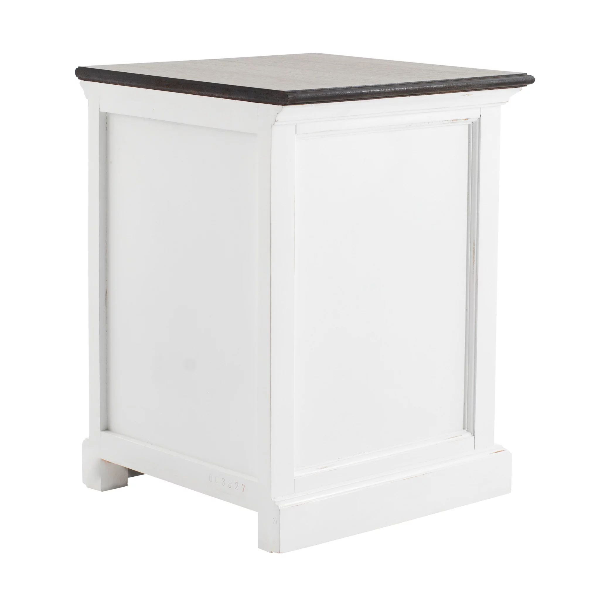 HomeRoots 397619 Three Drawer Nightstand, White Distressed & Deep Brown