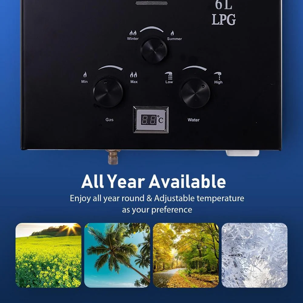 Tankless Water Heater 6L Stainless Steel Instant Hot Water Heater Propane Shower Water Heater Compact Camping Water Heater On-Demand Instant Water Heater for Shower charming