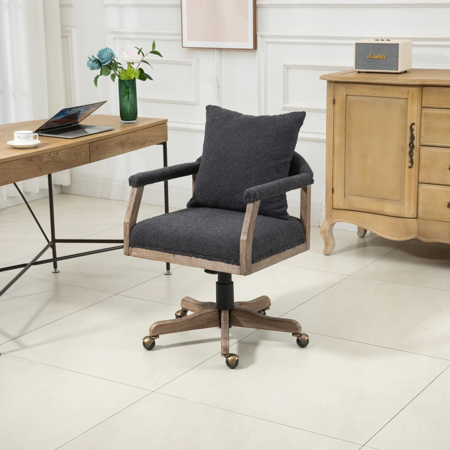 COOLMORE Computer Chair Office Chair Adjustable Swivel Chair Fabric Seat Home Study Chair