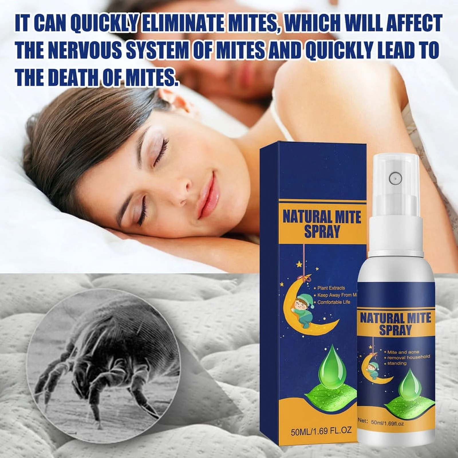 Mite Killer Spray Gently Eliminate Dust Mites,Bed Bug Spray,Removes Dust Mites Spray for Bedding, Carpets & Furniture,Mite Treatment for Pillow Quilt,5PCS