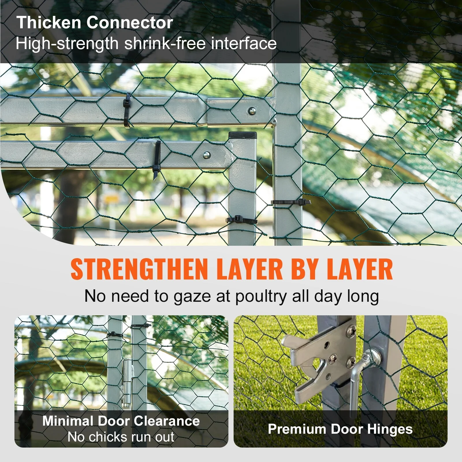 VEVOR Large Metal Chicken Coop with Run Walkin Chicken Coop for Yard with Waterproof Cover 6.6 x 9.8 x 6.6 ft - Peaked Roof