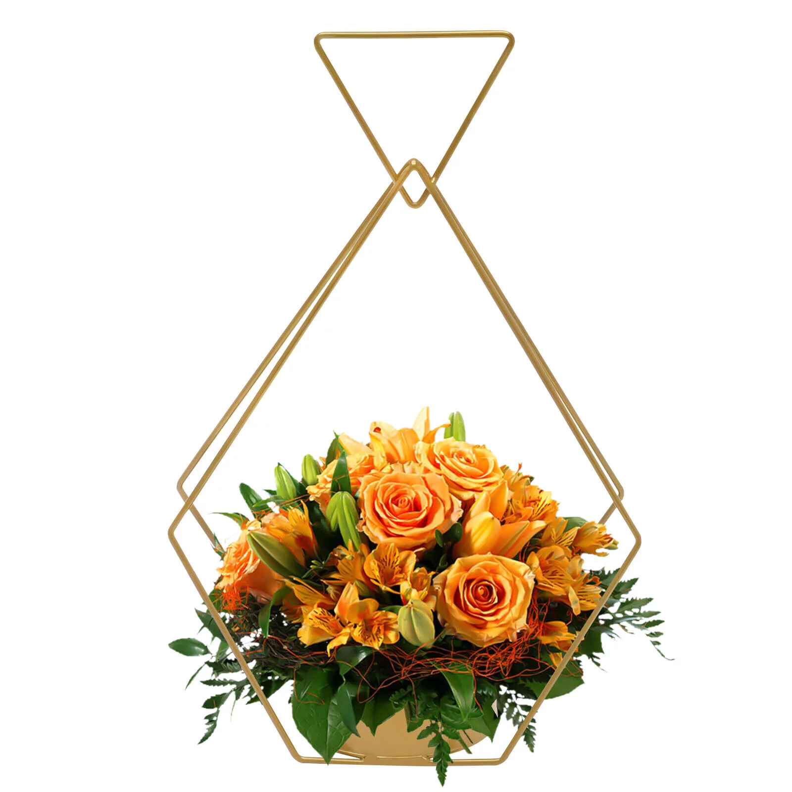 10 Pack Geometric Gold Flower Vases Diamond Shape Holder Wedding Centerpieces