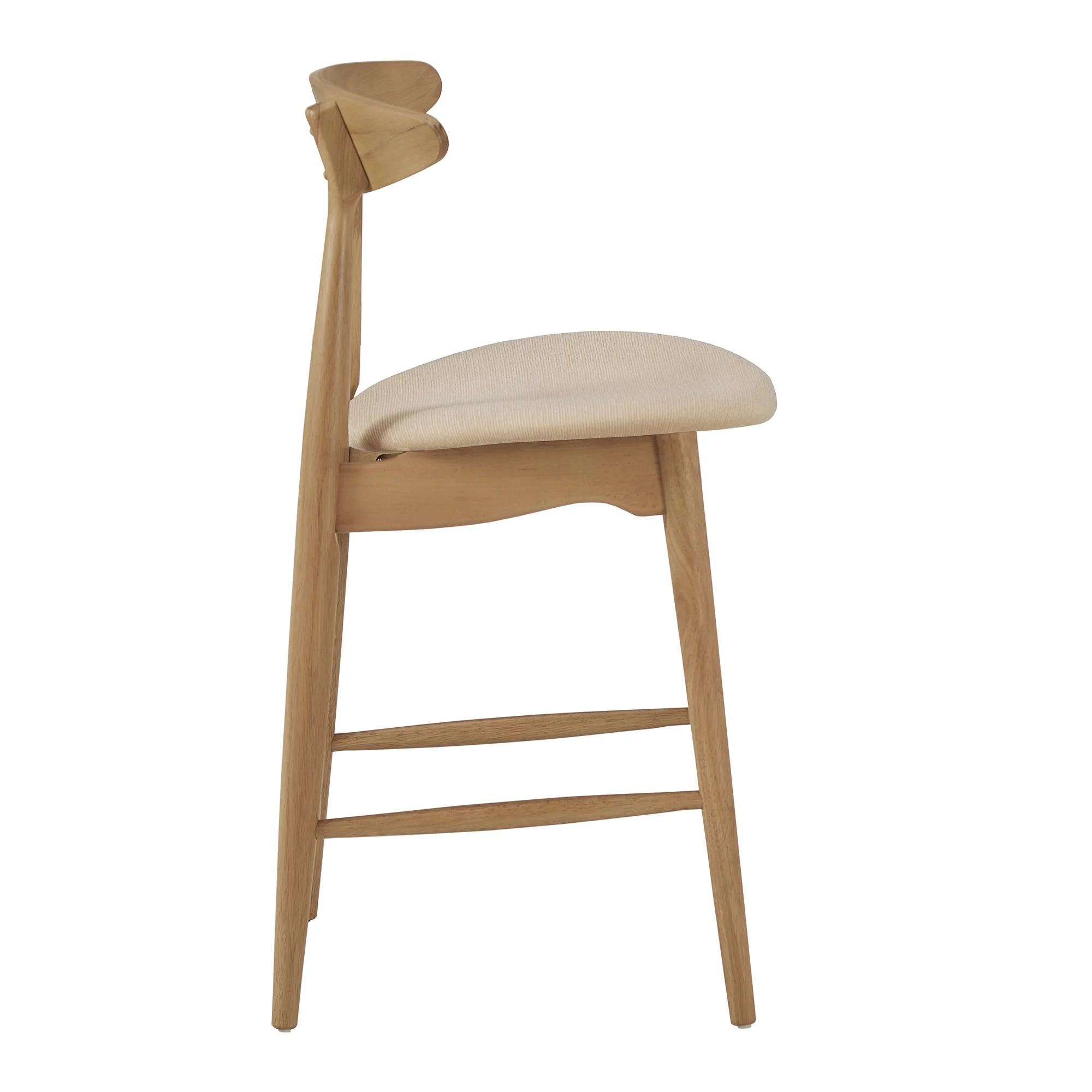 Weston Home Arne Mid-Century Natural Oak 5 Piece Counter Height Dining Set, Beige Fabric