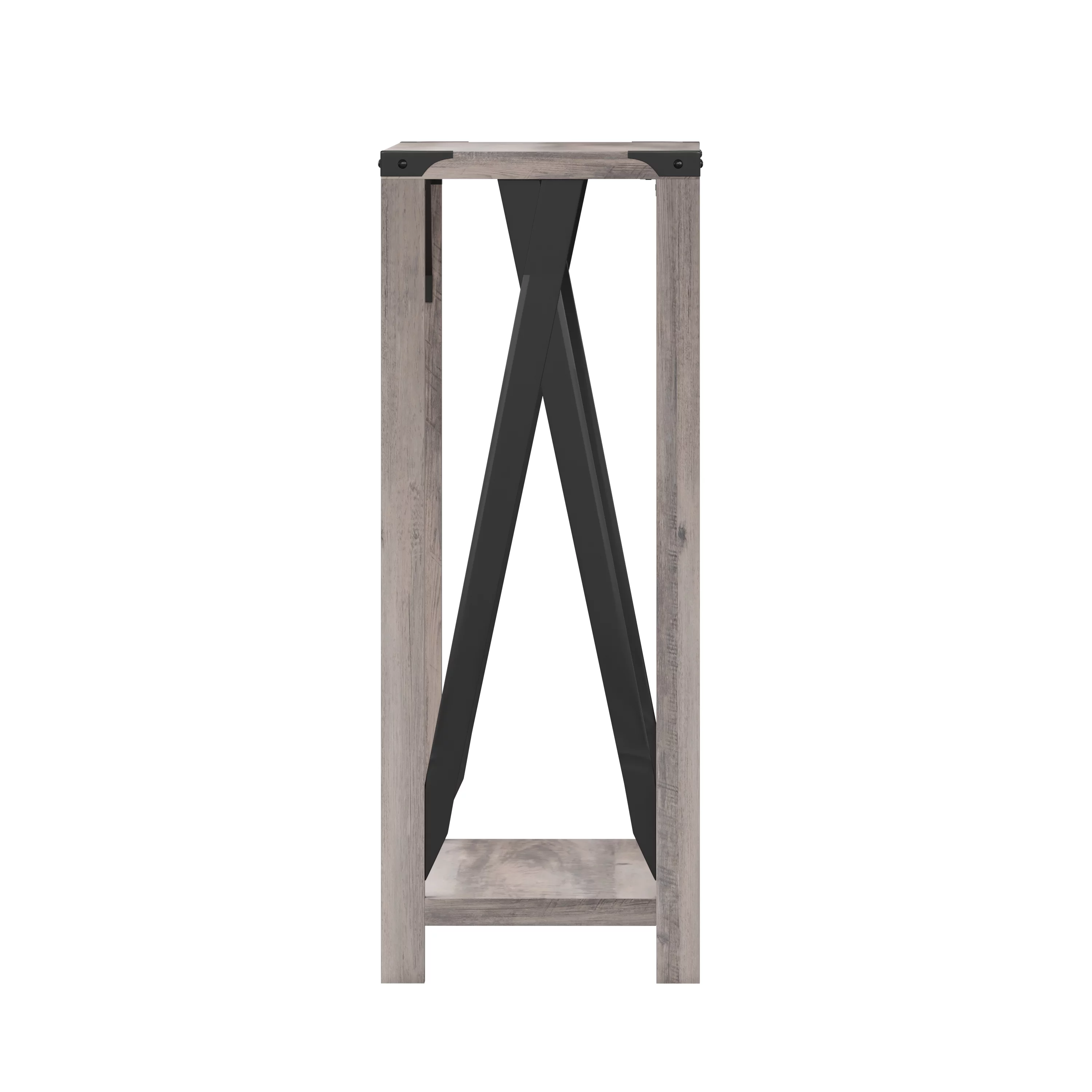 Merrick Lane Modern Farmhouse Engineered Wood Entryway Table and Powder Coated Steel Accents in Gray Wash