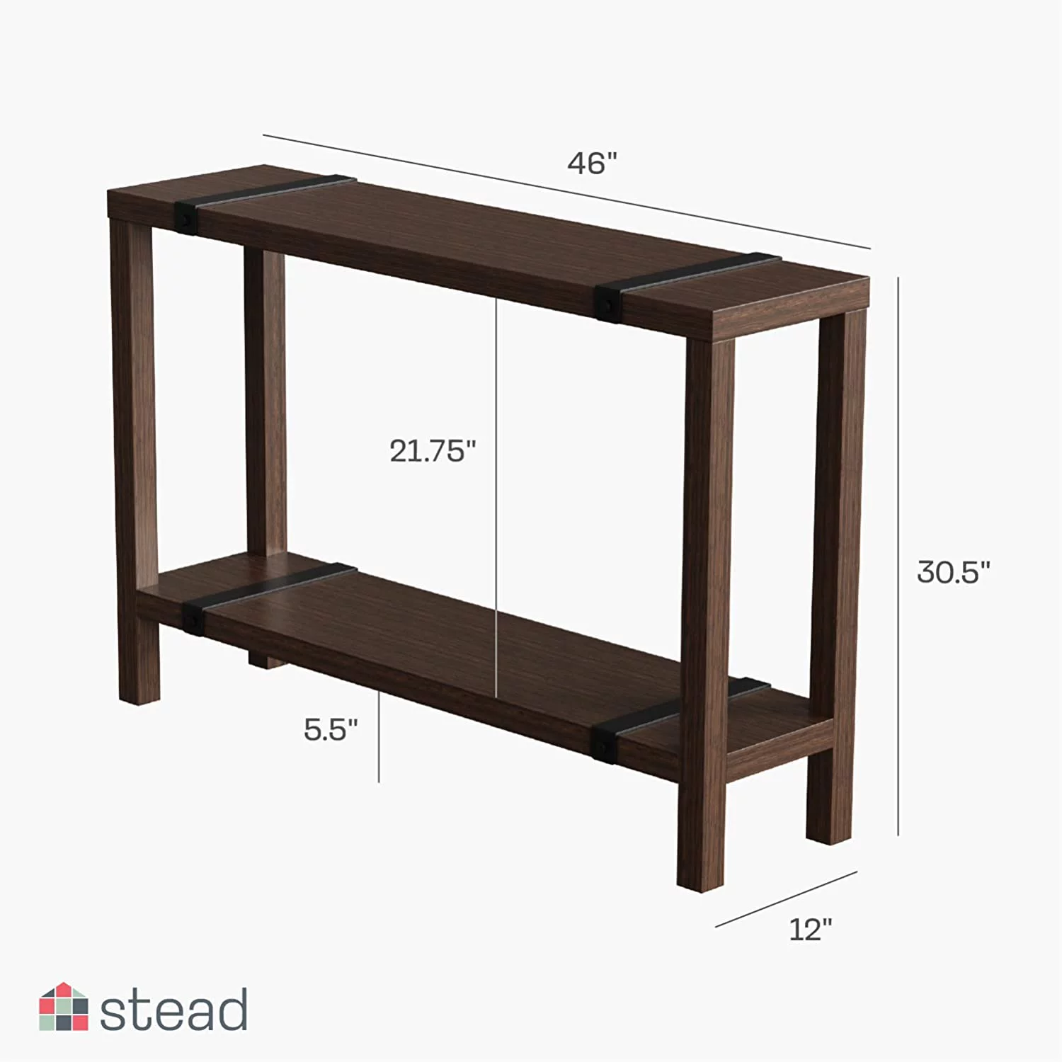 Modern Farmhouse Wood Entryway Table – Skinny Console Table with Storage (Warm Walnut)
