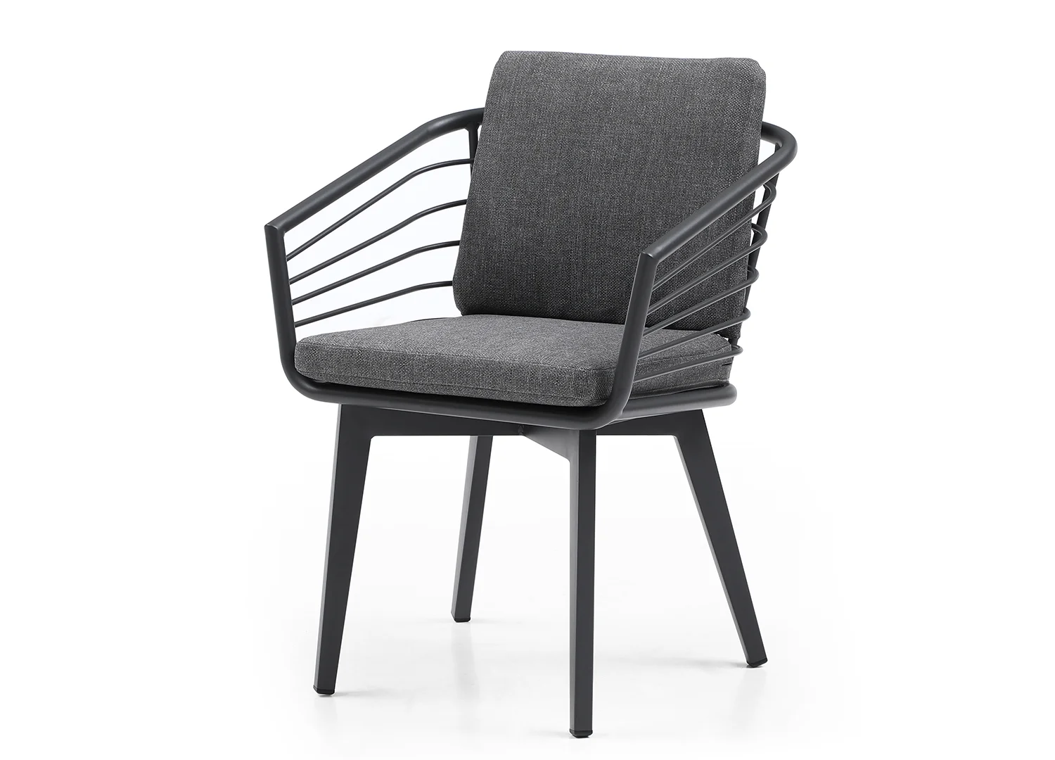 Whiteline Modern Living Kassey Outdoor Dining Armchair, Dark Grey
