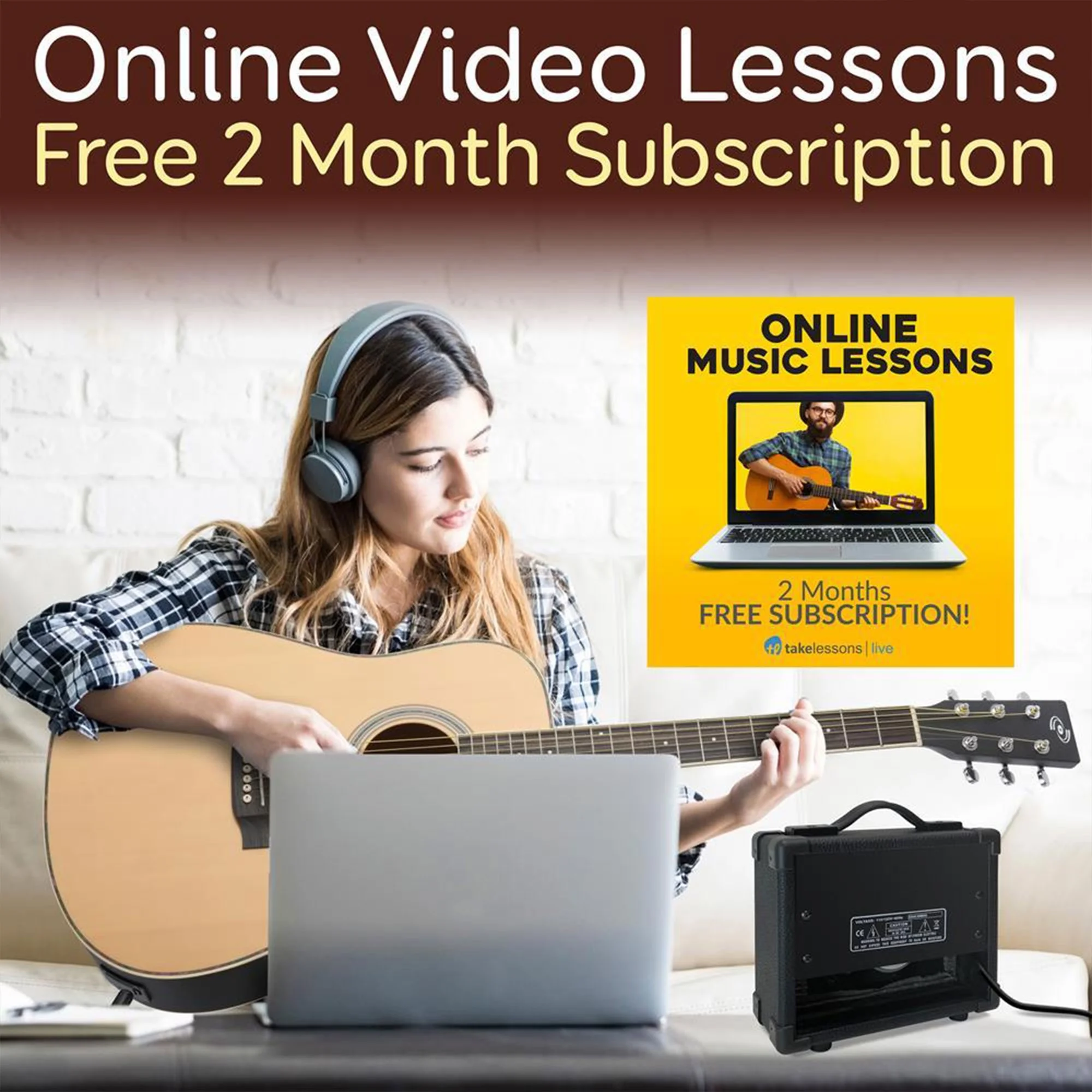 Pyle Electric Acoustic Cutaway Full Scale Spruce Wood Guitar Kit w/ Amp