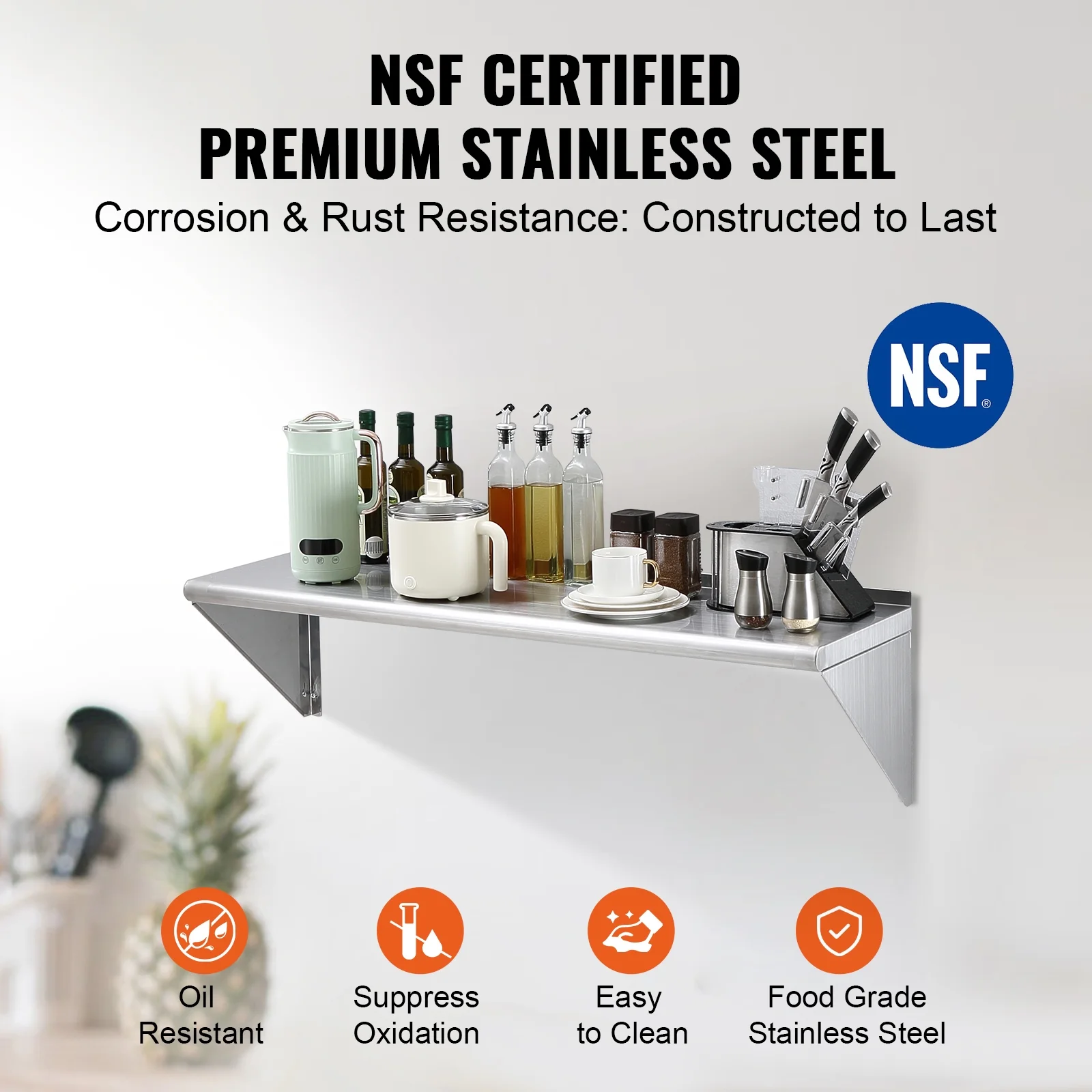 SKYSHALO Wall Mounted Shelf Kitchen Restaurant Shelving 48