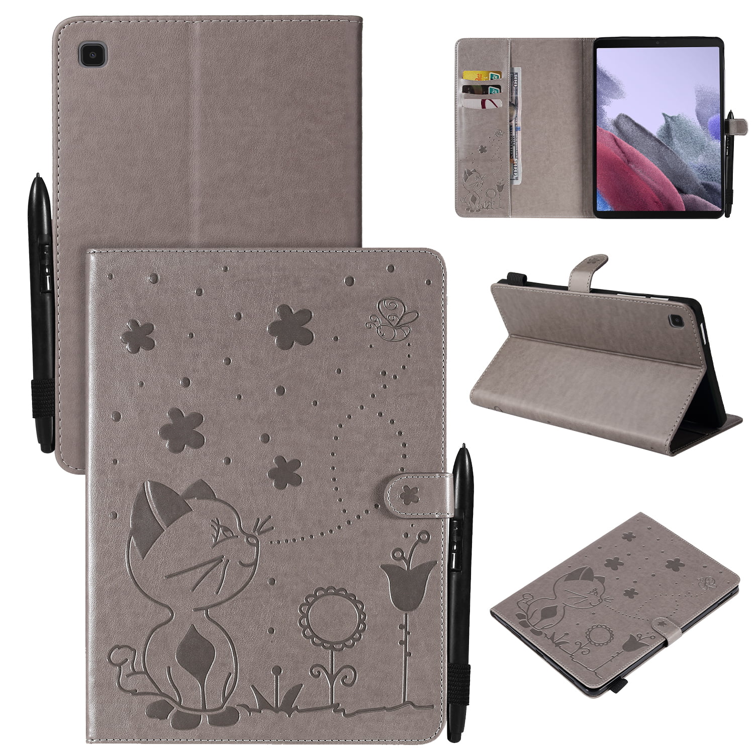 Samsung Galaxy Tab A7 Lite 2021 Case, Dteck Flip Case for Samsung T220 T225 8.7 inch tablet, Cute Pattern Wallet Case For Samsung Tab A7 Lite 8.7 (2021),Gray