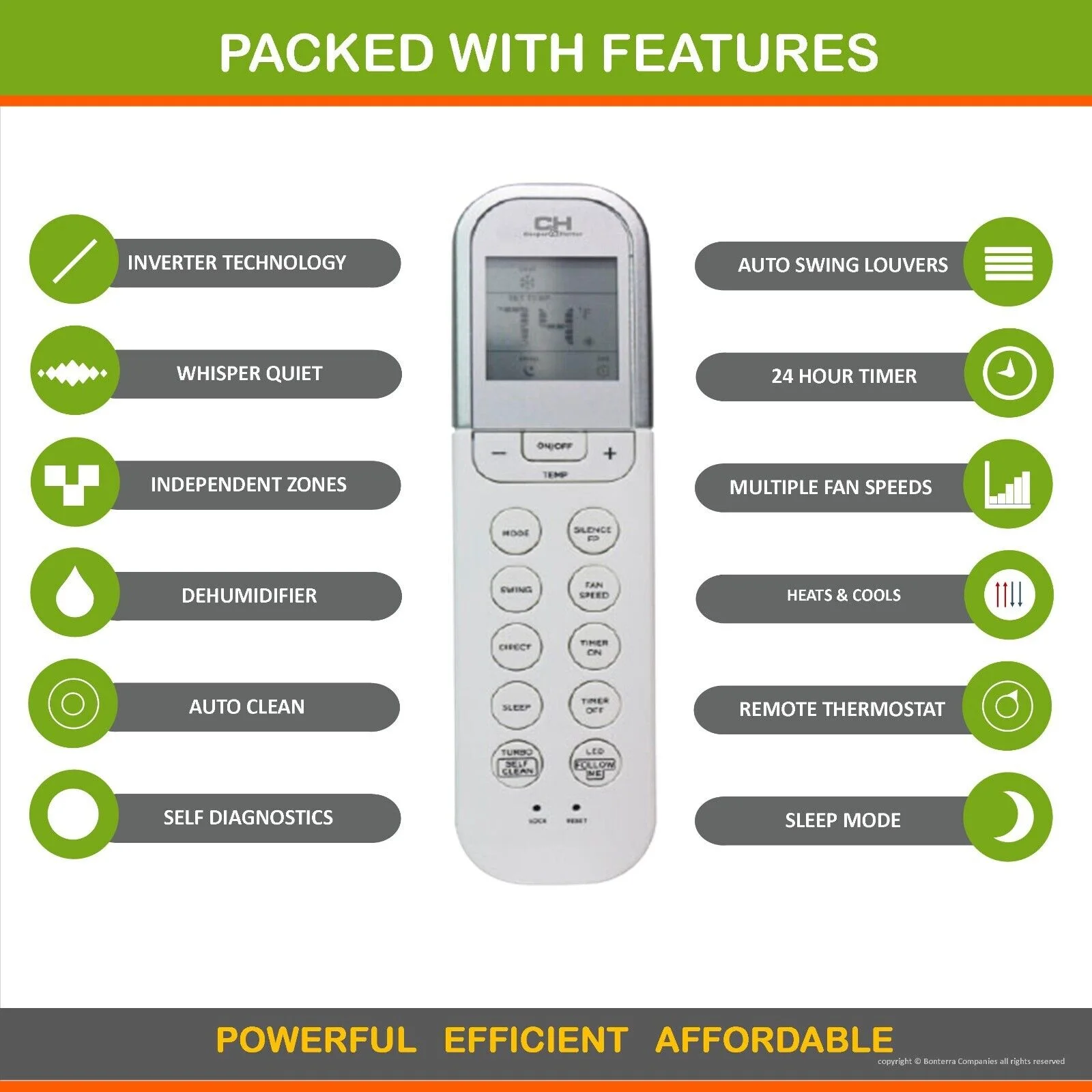 Cooper & Hunter 24000 BTU Mini Split Air Conditioner Heat Pump Ductless 17 Seer