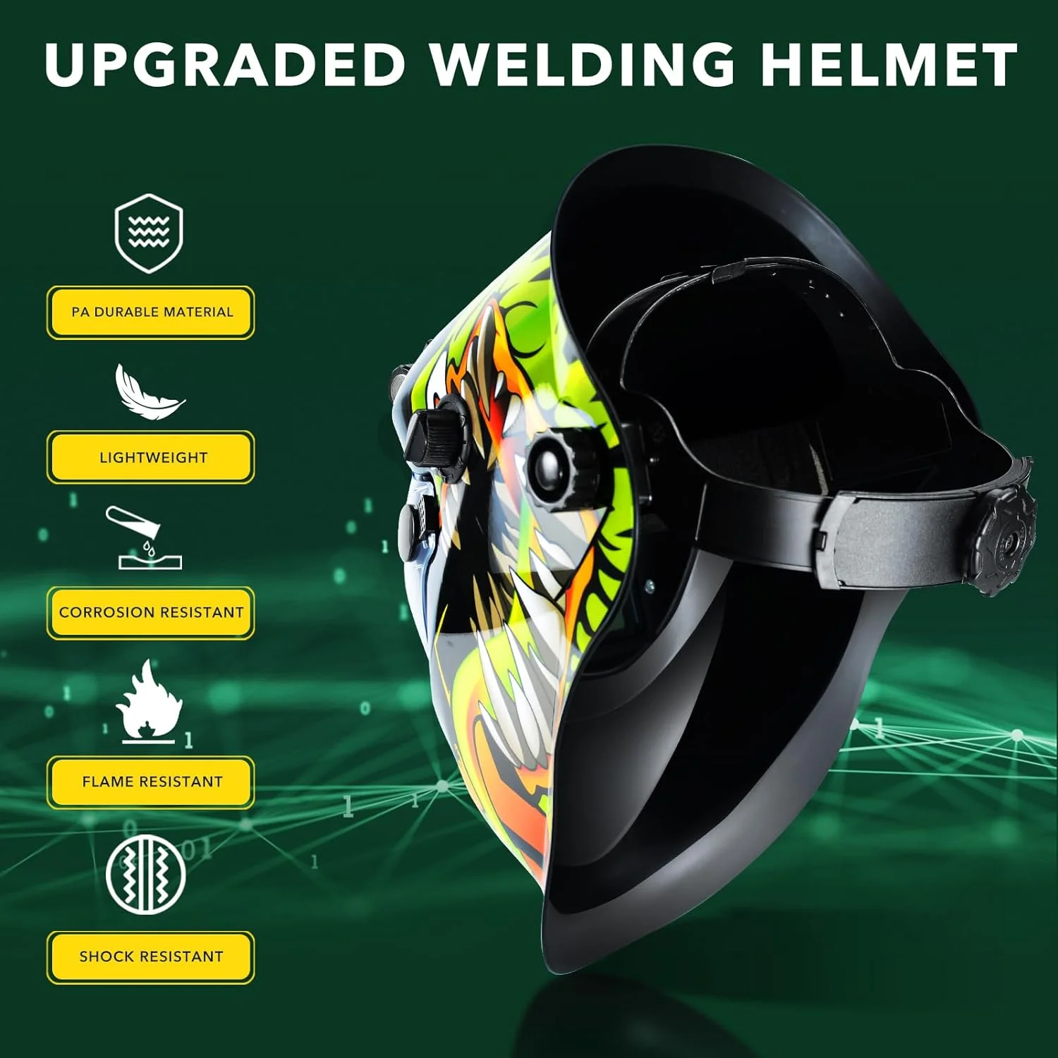 Auto Darkening Welding Helmet with Light Solar Powered True Color Welding Hood 2 Arc Sensor Wide Shade 9-13 Welding Mask with Extra Grinding Mode Weld Helmet