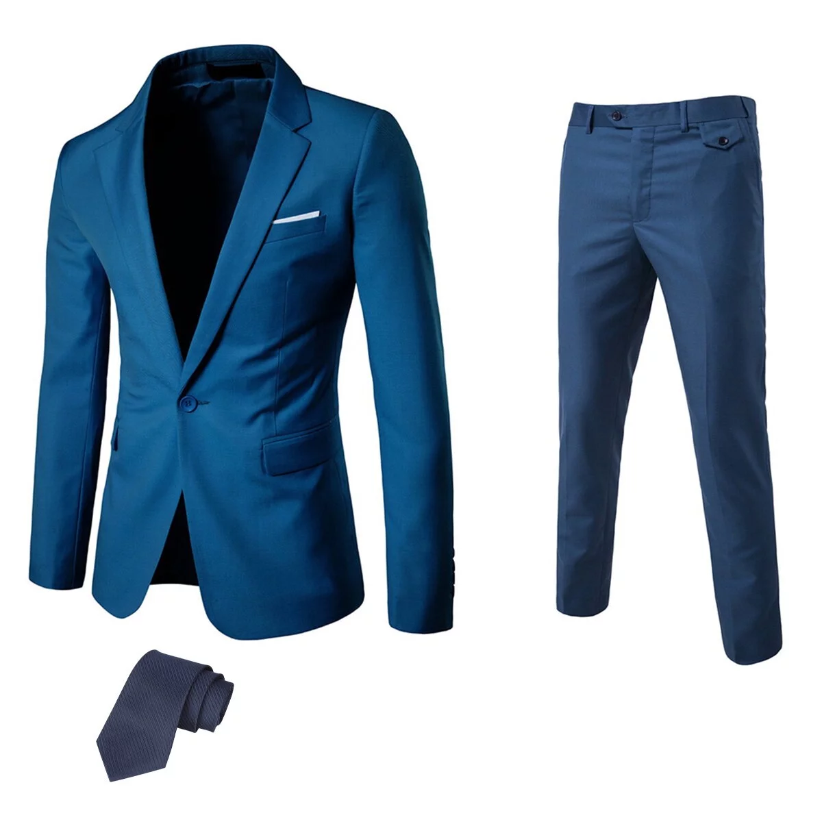 Cloudstyle Men's 2 Piece Slim Fit Suit Set 1 Button Casual Business Blazer Pants with Tie